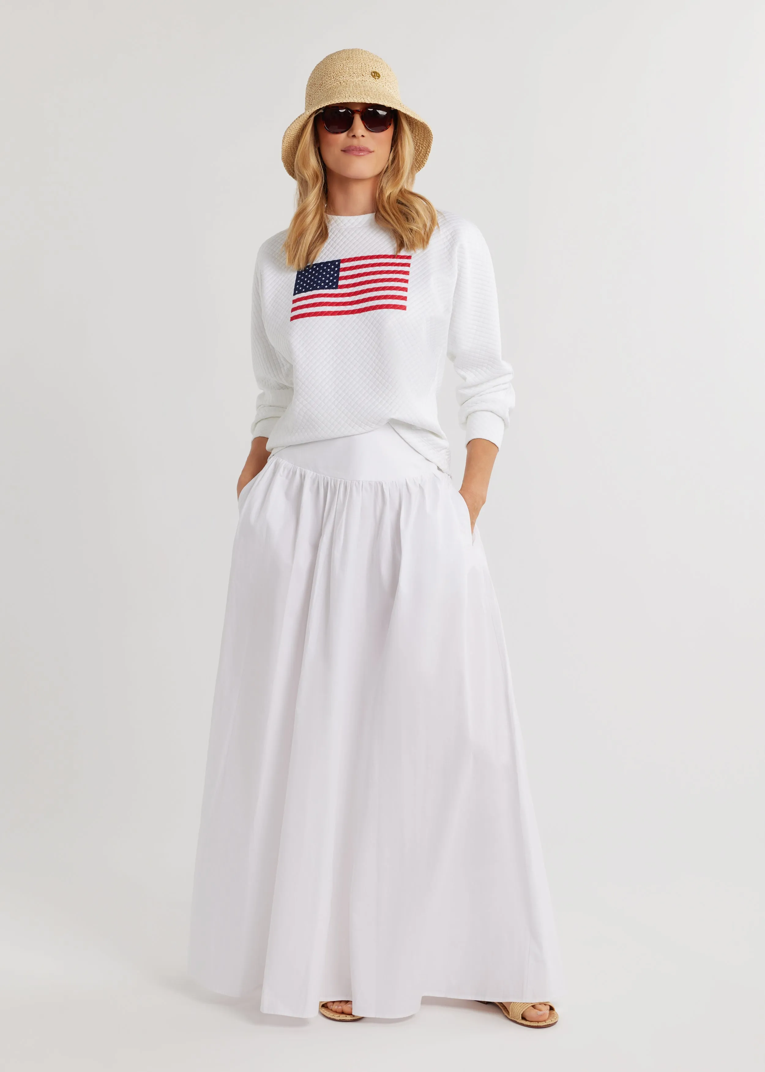 P'Town Pullover in Waffle (White with Placed Flag) sold by Dudley Stephens product image thumbnail 2