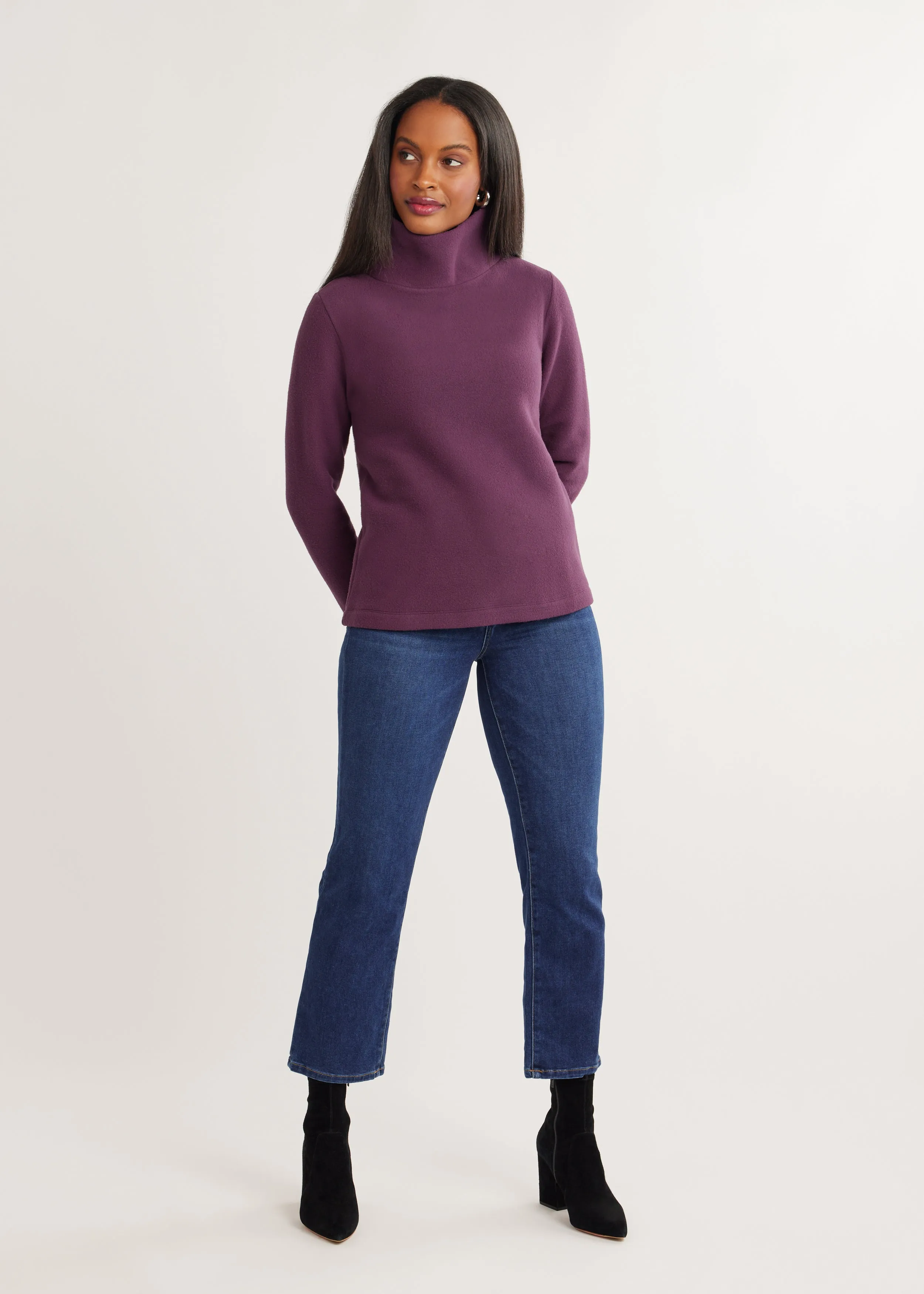 Greenpoint Turtleneck in Vello Fleece (Elderberry) sold by Dudley Stephens product image thumbnail 2