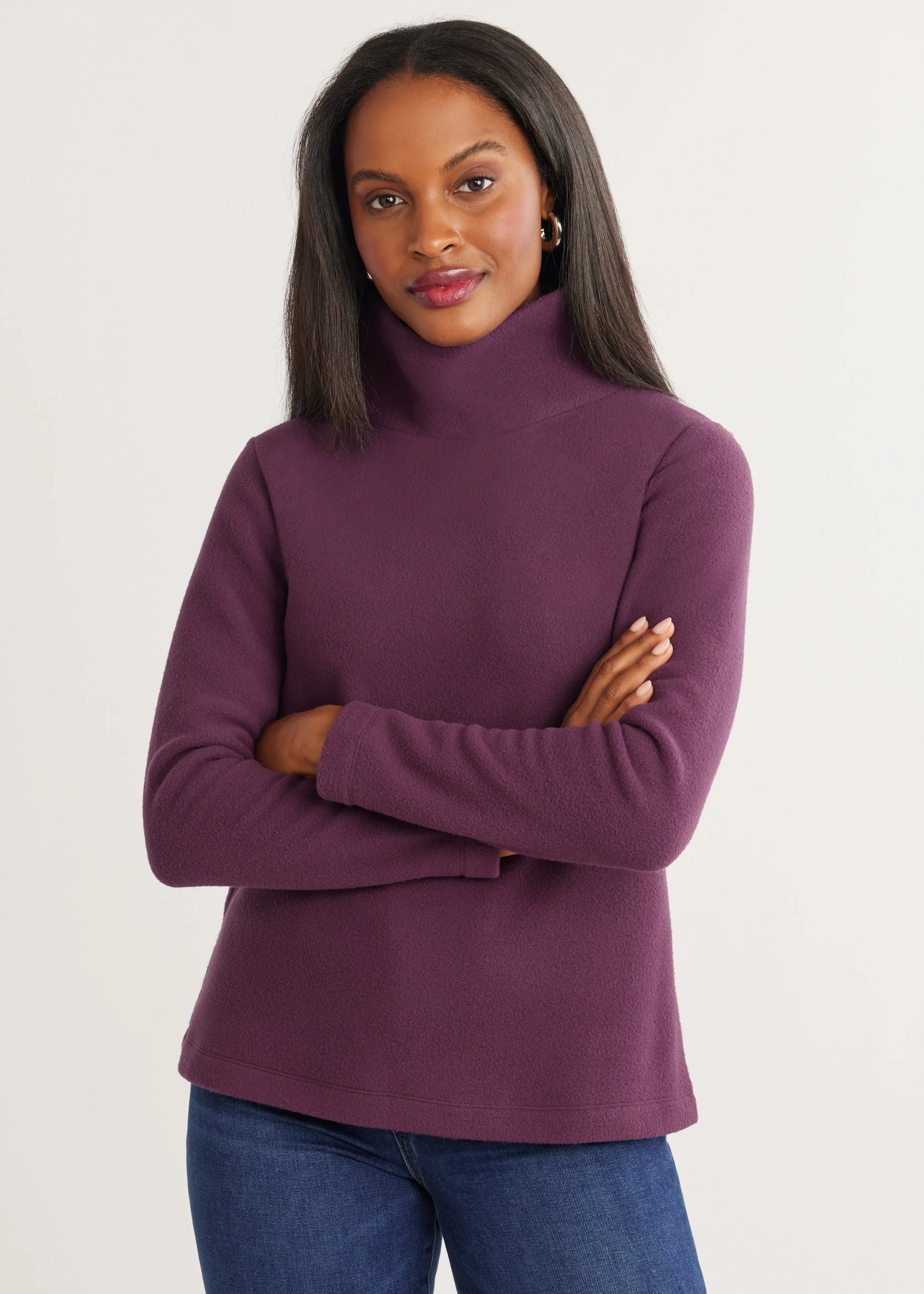 Greenpoint Turtleneck in Vello Fleece (Elderberry) sold by Dudley Stephens