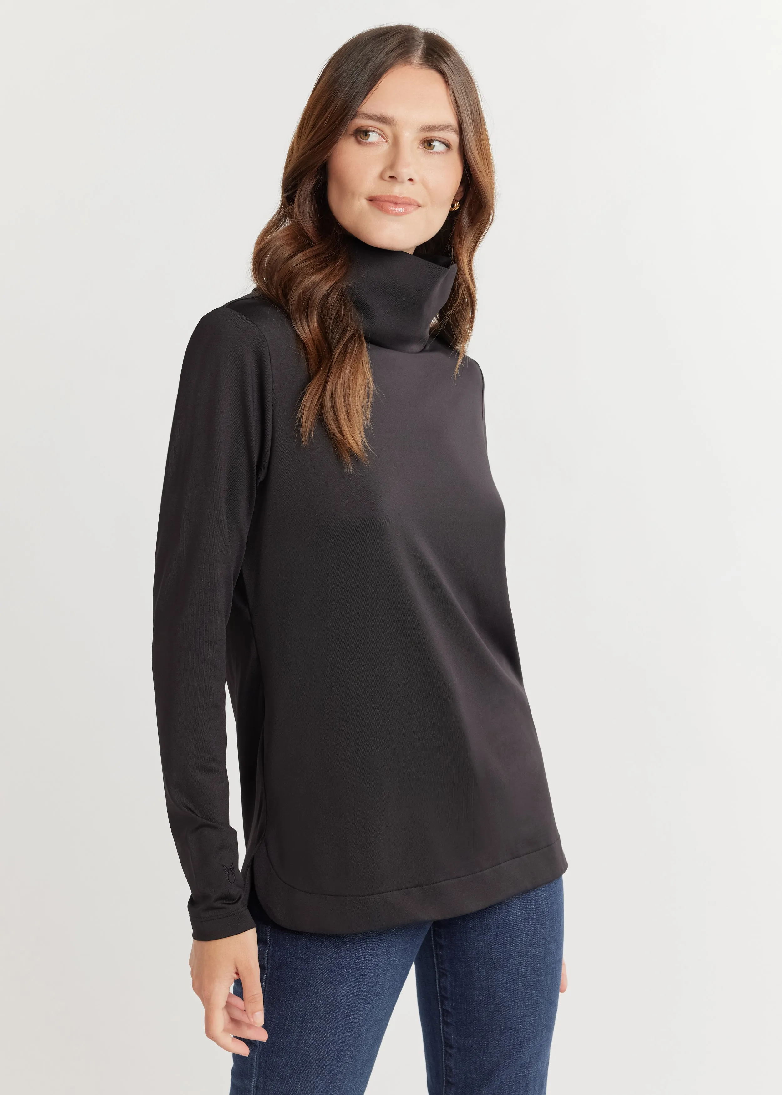 Alpine Turtleneck in Luxe Stretch (Black) sold by Dudley Stephens