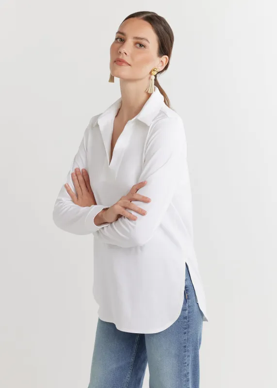 Madaket Tunic in Repreve® Stretch (White) sold by Dudley Stephens