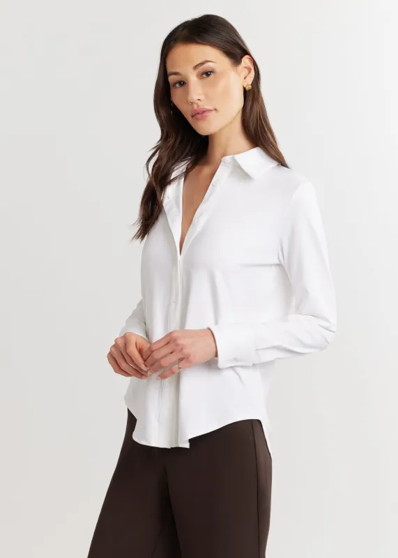Bay Street Button Down in Repreve® Stretch (White) made by Dudley Stephens