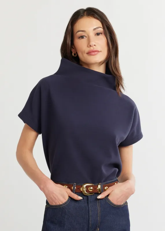 Marks Street Mock Neck in Vello Fleece (Navy) sold by Dudley Stephens