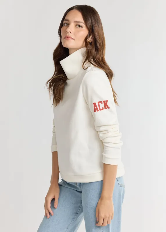 Park Slope Turtleneck in Terry Fleece (Cream with ACK) sold by Dudley Stephens