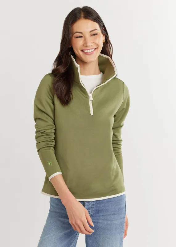 Chapel Hill Pullover in Power Stretch (Army Green) sold by Dudley Stephens