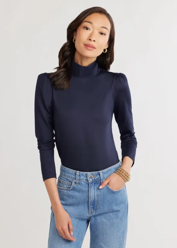 Kiawah Turtleneck in Luxe Stretch (Navy) sold by Dudley Stephens