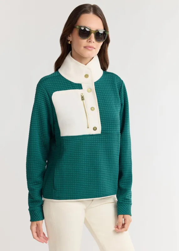 Cherry Lawn Pullover in Waffle/Vello Fleece (Woodland Green/Cream) sold by Dudley Stephens