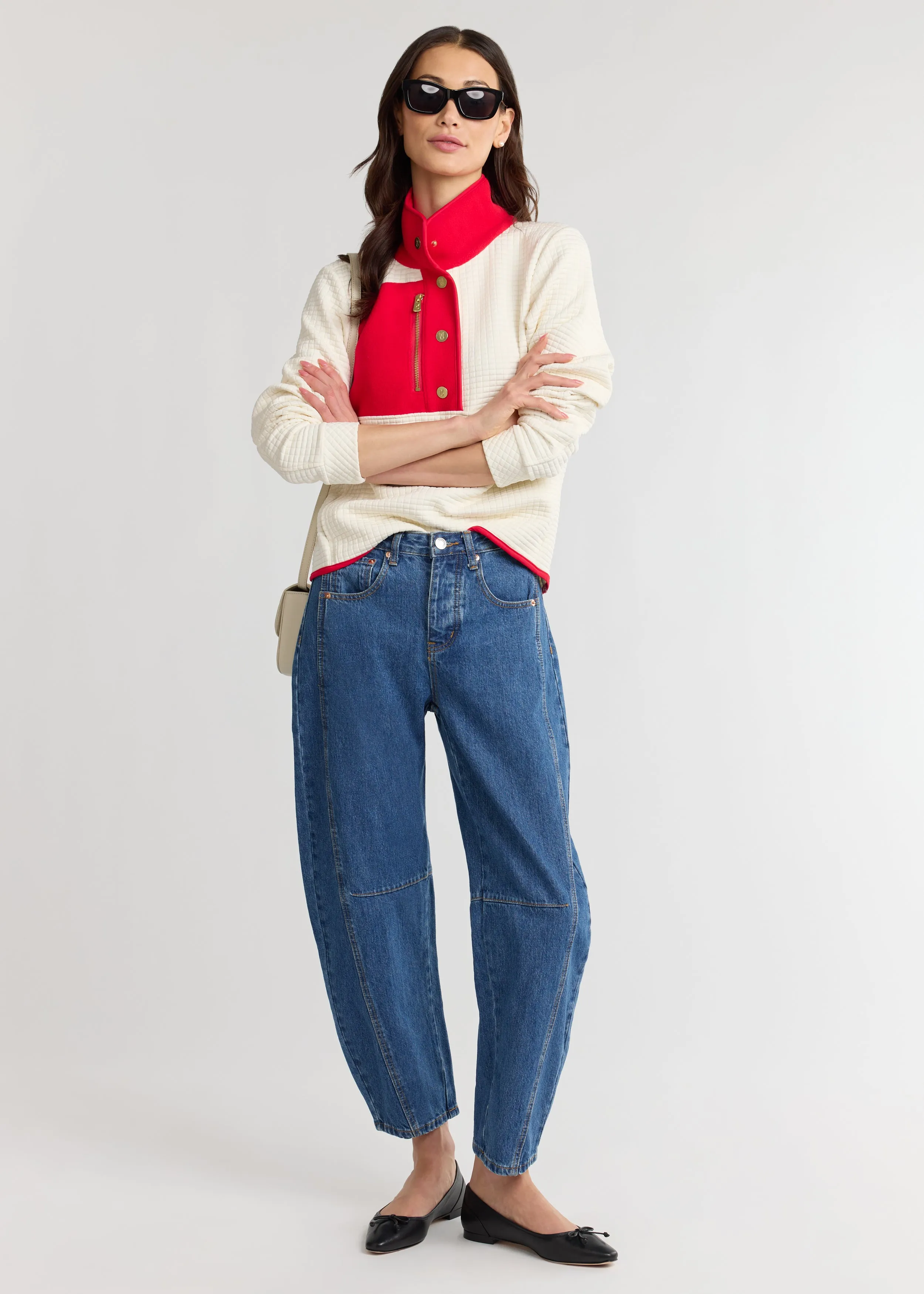 Cherry Lawn Pullover in Waffle/Vello Fleece (Cream/Cherry Red) sold by Dudley Stephens product image thumbnail 2