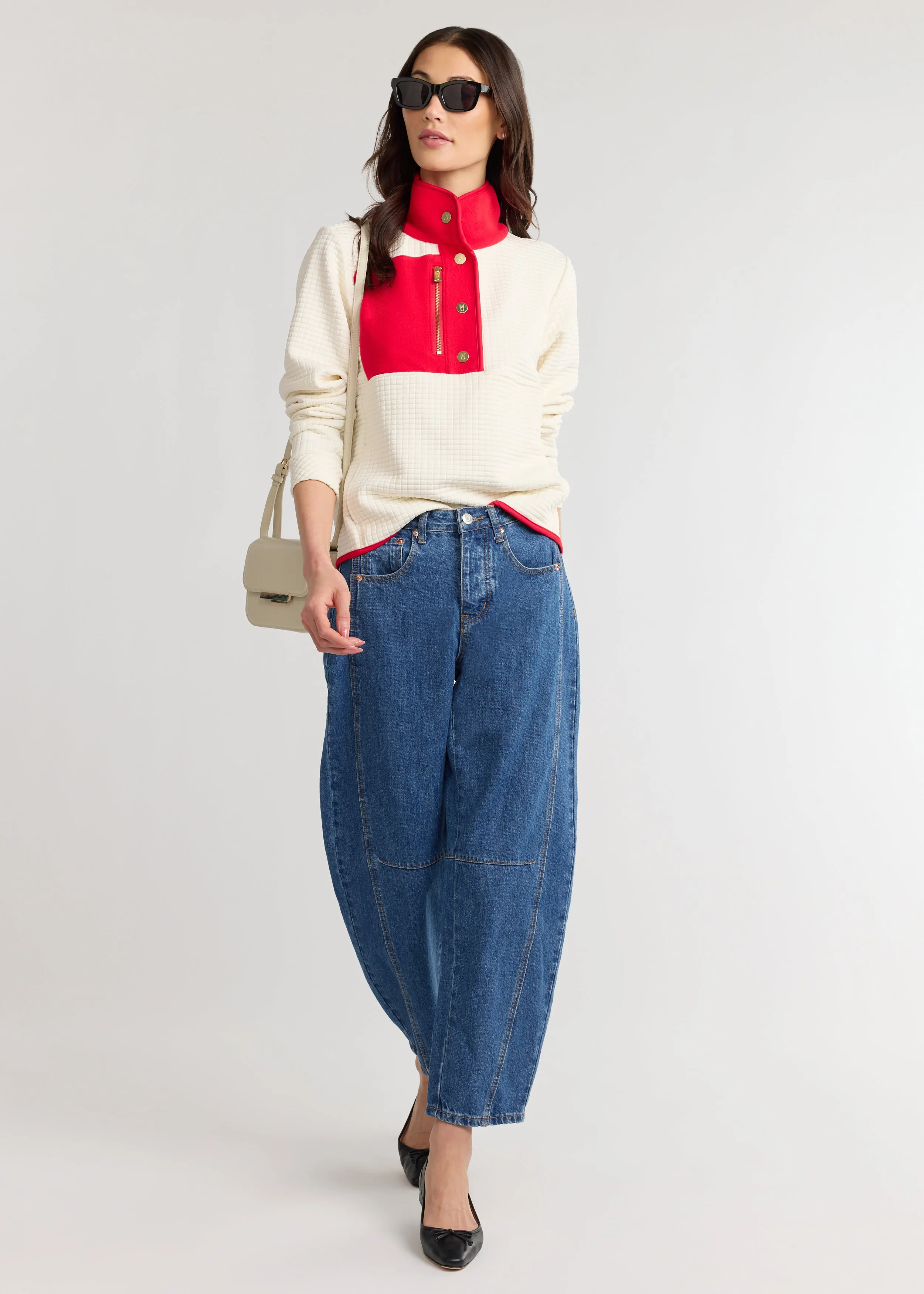 Cherry Lawn Pullover in Waffle/Vello Fleece (Cream/Cherry Red) sold by Dudley Stephens product image thumbnail 3