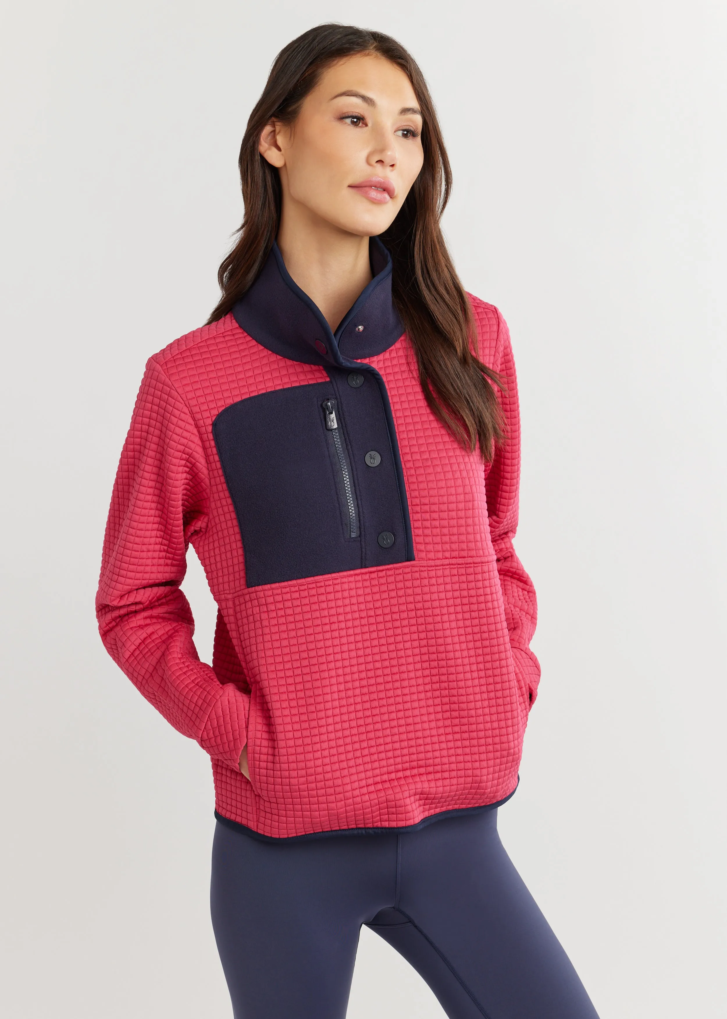 Cherry Lawn Pullover in Waffle/Vello Fleece (Berry/Navy) sold by Dudley Stephens product image thumbnail 3