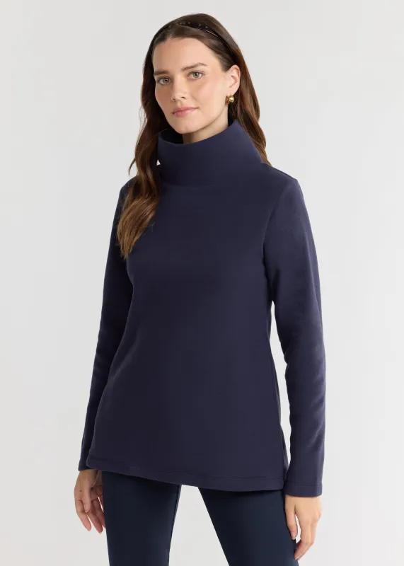 Cobble Hill Turtleneck in Vello Fleece (Navy) sold by Dudley Stephens