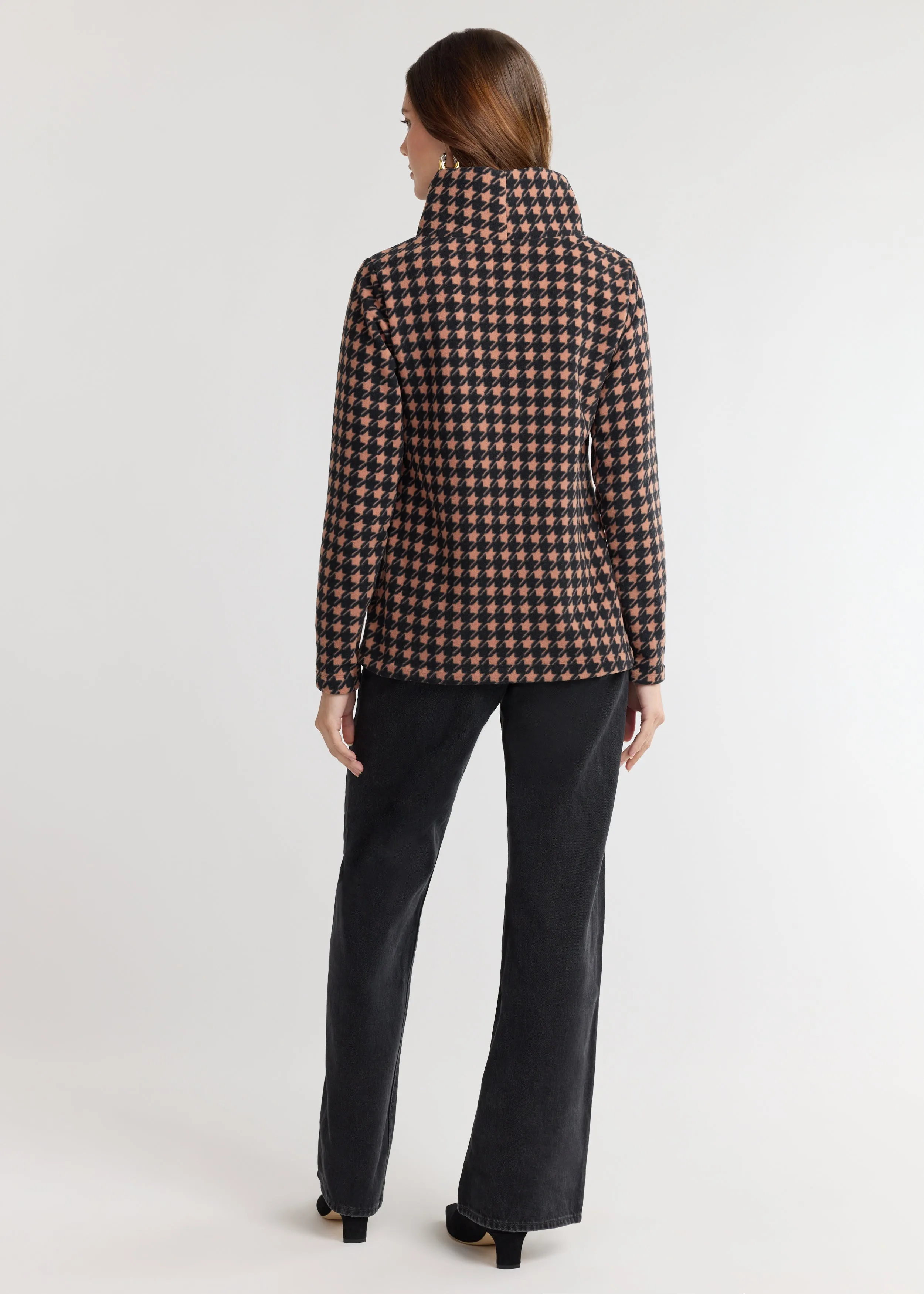 Greenpoint Turtleneck in Vello Fleece (Camel/Black Houndstooth) sold by Dudley Stephens product image thumbnail 5