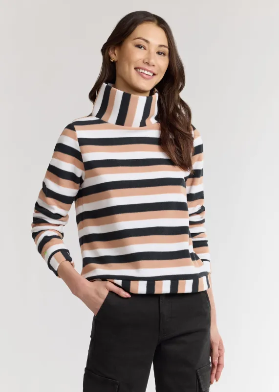 Park Slope Turtleneck in Vello Fleece (Camel Multi Stripe) sold by Dudley Stephens