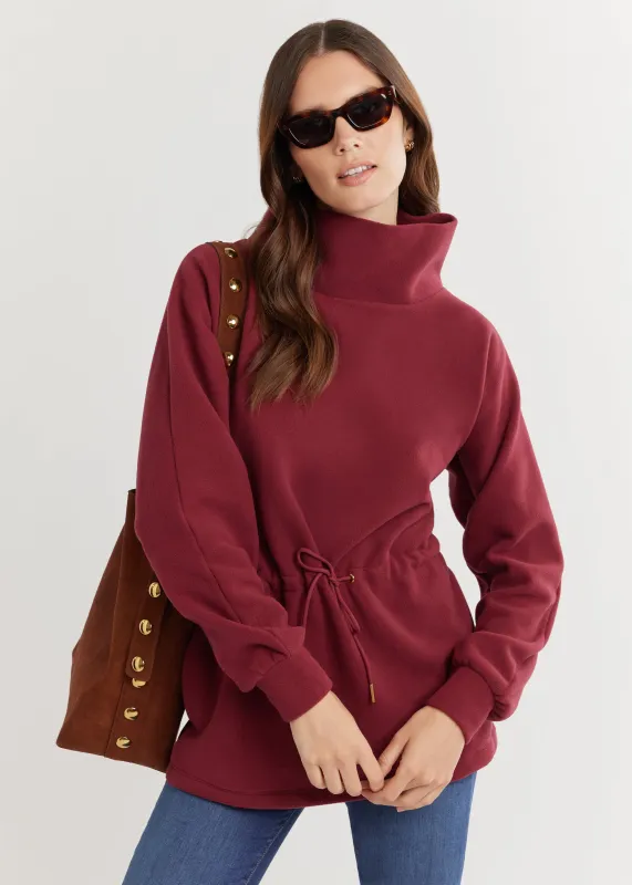 Lena Tunic in Vello Fleece (Burgundy) sold by Dudley Stephens