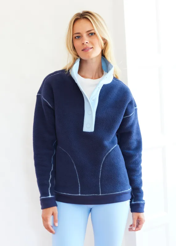 Palomino Pullover in Sherpa Fleece (Navy/Ice Blue) sold by Dudley Stephens