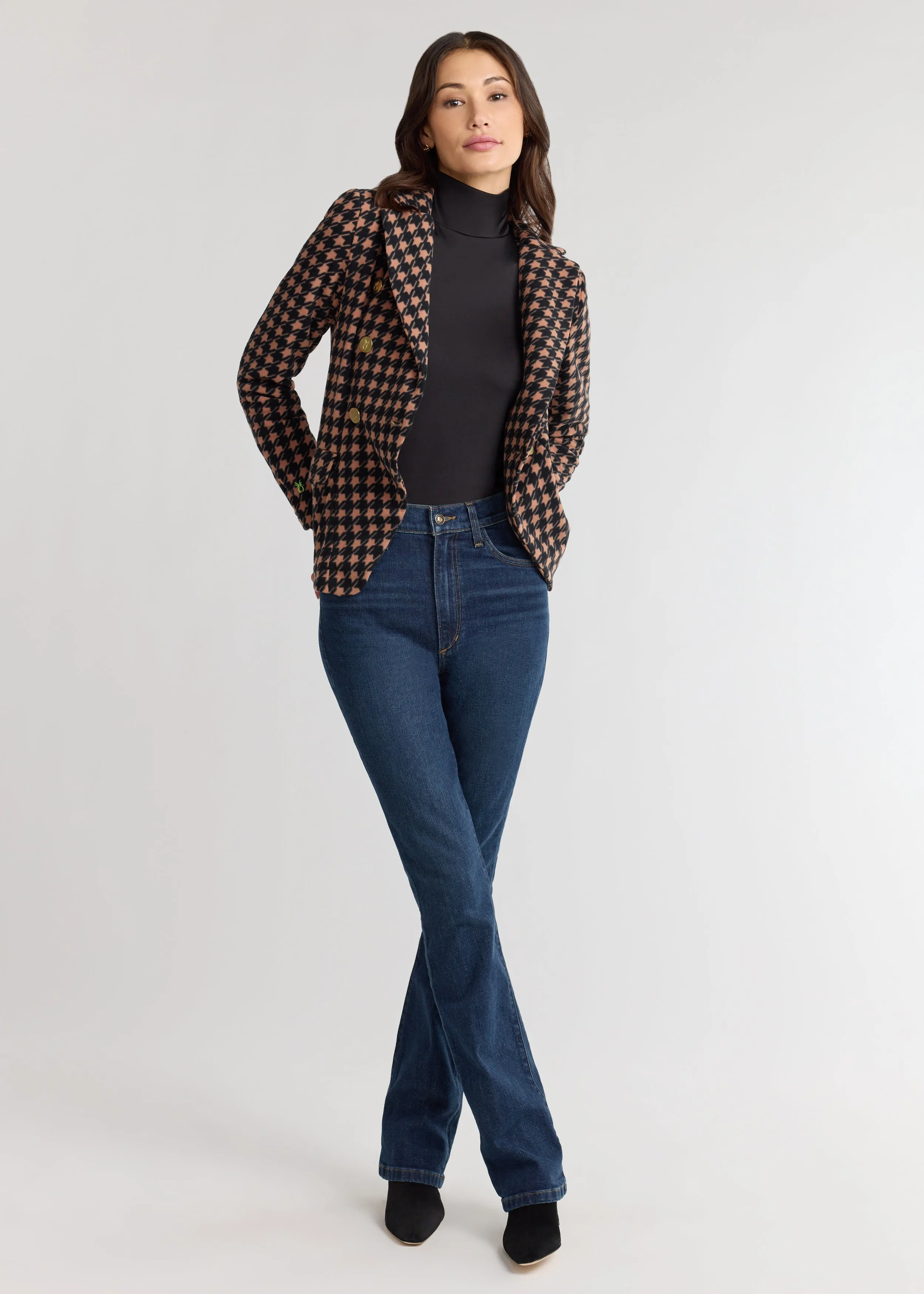 Uptown Blazer in Vello Fleece (Camel/Black Houndstooth) sold by Dudley Stephens product image thumbnail 3