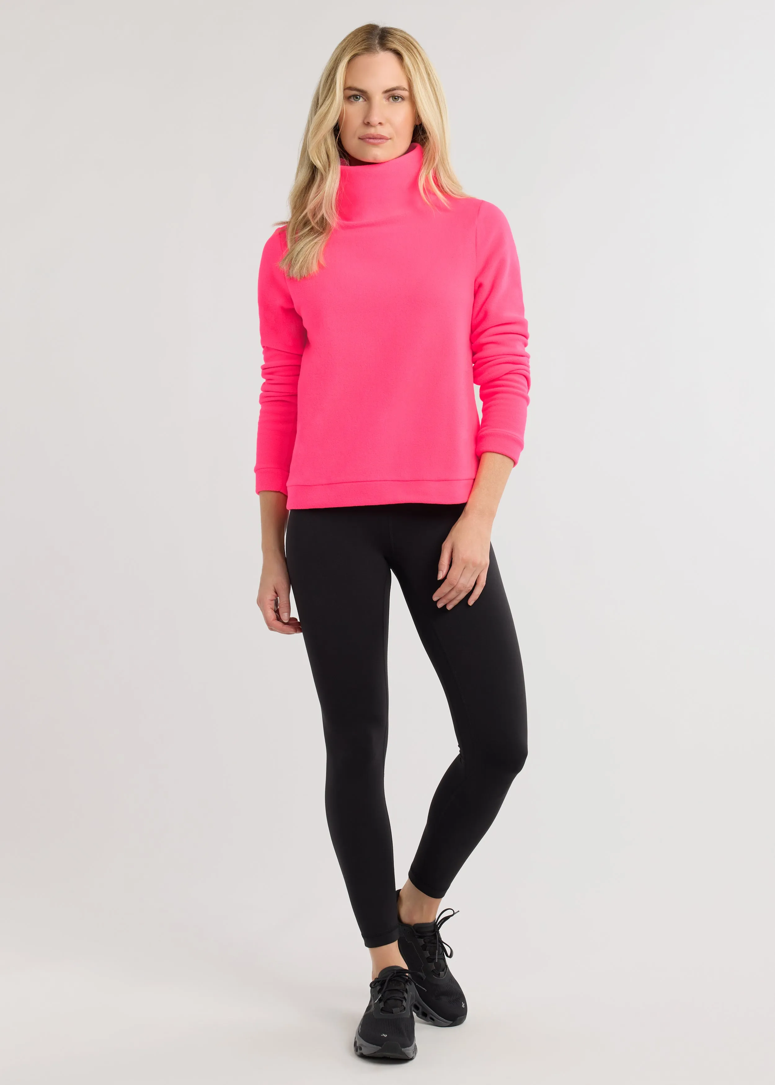 Park Slope Turtleneck in Vello Fleece (Neon Pink) sold by Dudley Stephens product image thumbnail 2