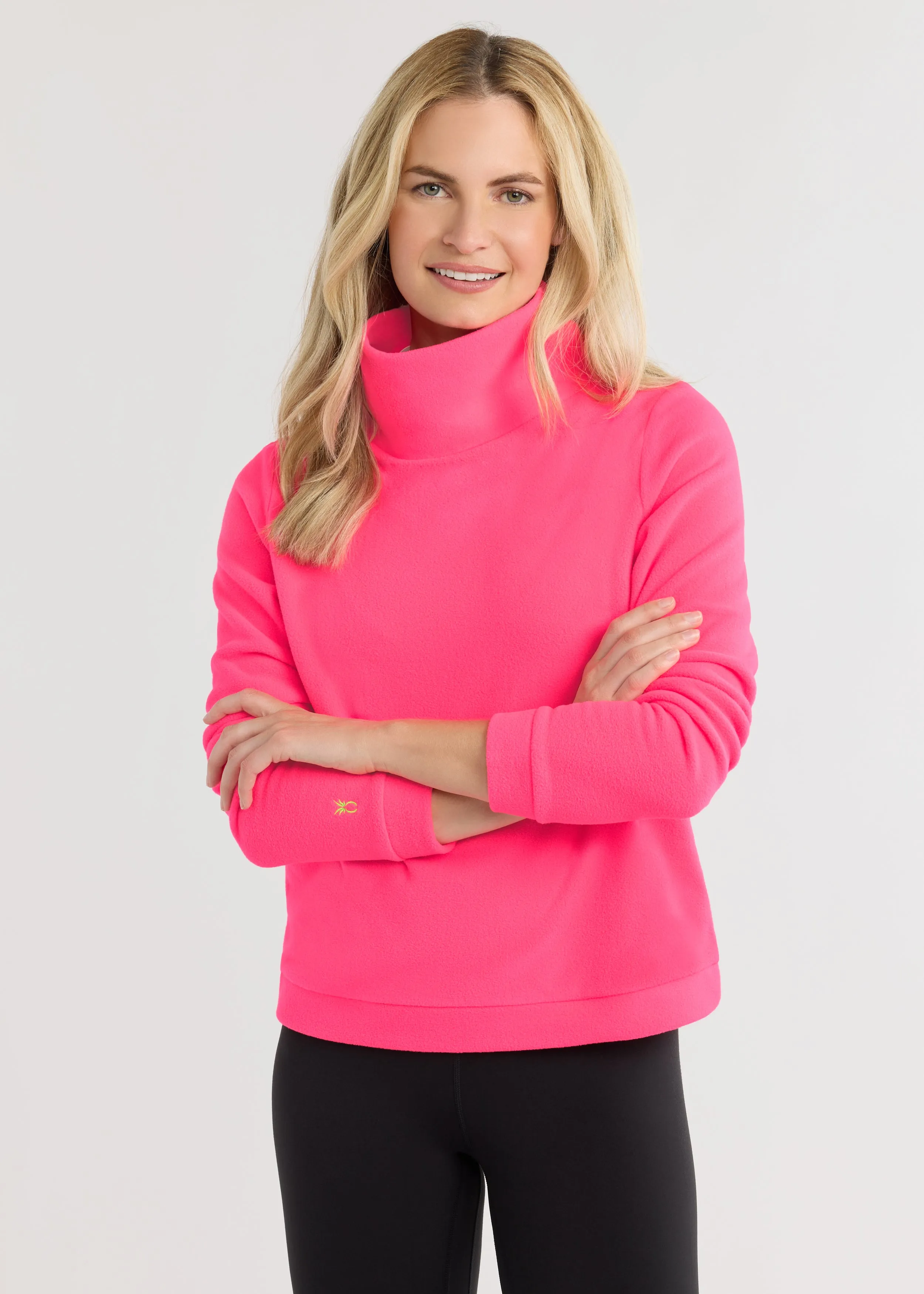 Park Slope Turtleneck in Vello Fleece (Neon Pink) sold by Dudley Stephens