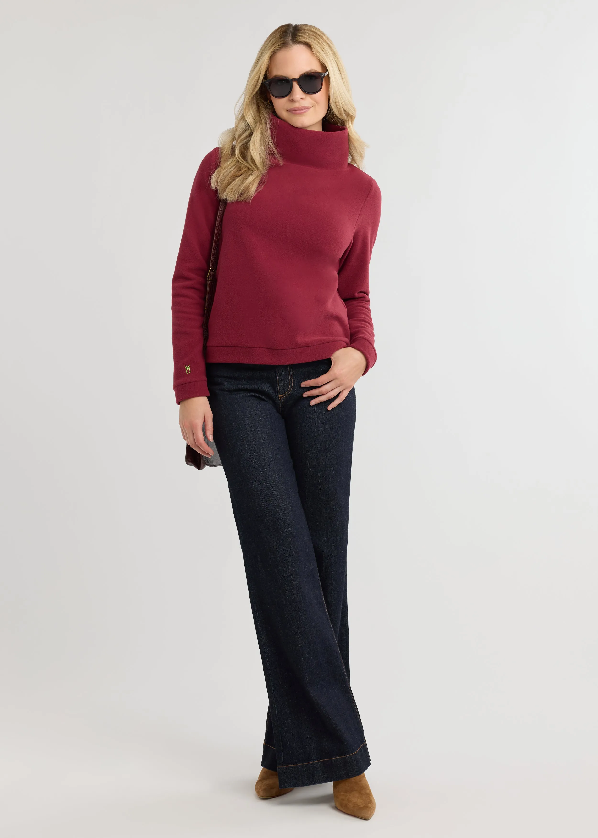 Park Slope Turtleneck in Vello Fleece (Burgundy) sold by Dudley Stephens product image thumbnail 2
