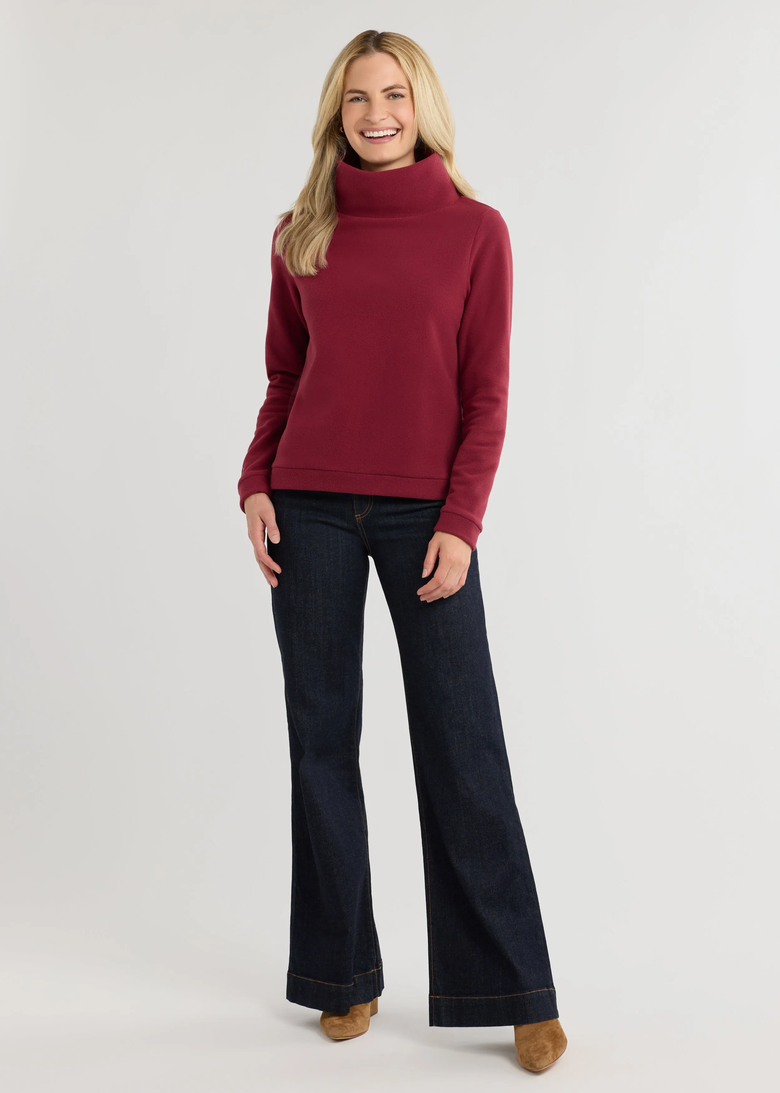 Park Slope Turtleneck in Vello Fleece (Burgundy) sold by Dudley Stephens product image thumbnail 3