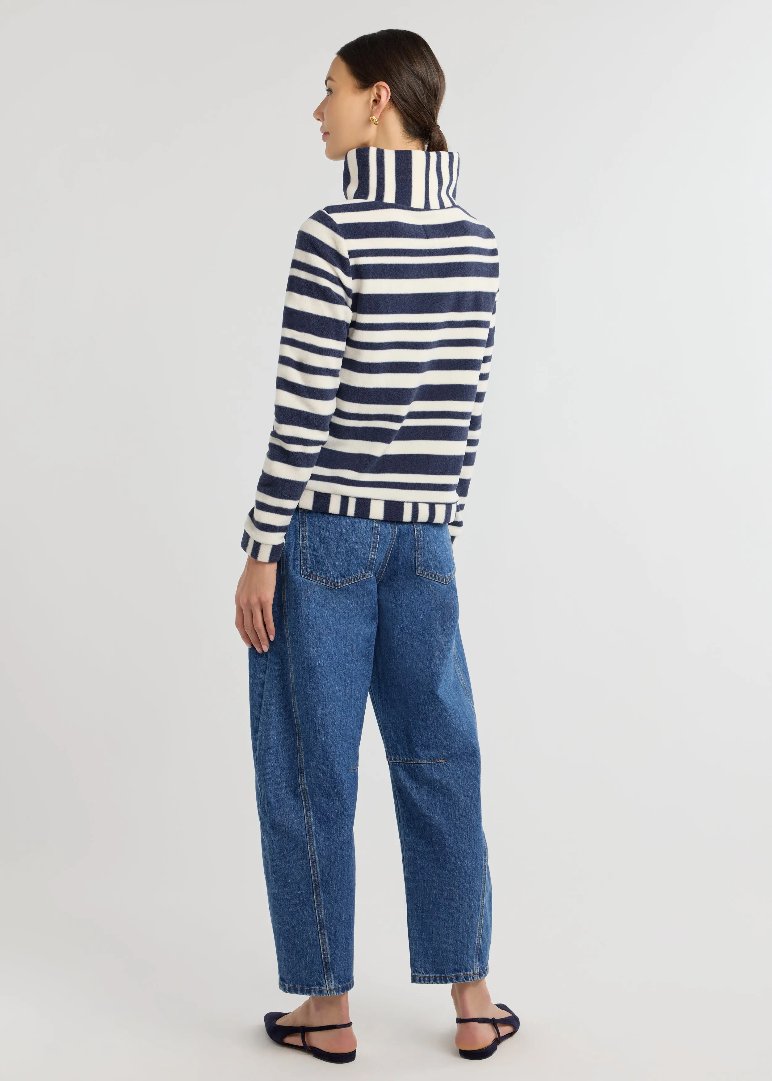 Park Slope Turtleneck in Vello Fleece (Navy/Cream Variegated Stripe) sold by Dudley Stephens product image thumbnail 4