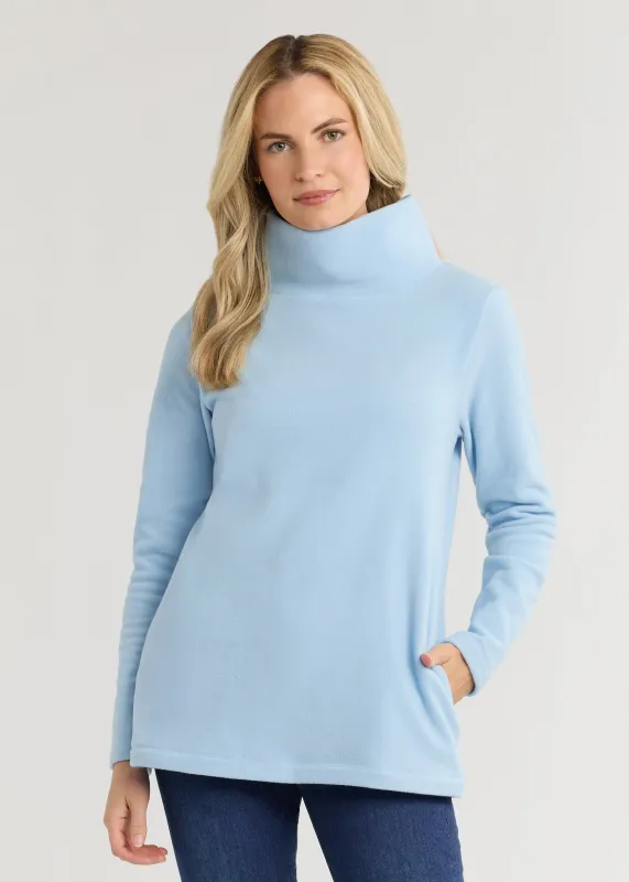 Cobble Hill Turtleneck in Vello Fleece (Ice Blue) sold by Dudley Stephens
