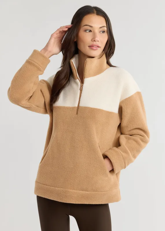 Bleecker Pullover in Sherpa Fleece (Camel/Cream) sold by Dudley Stephens