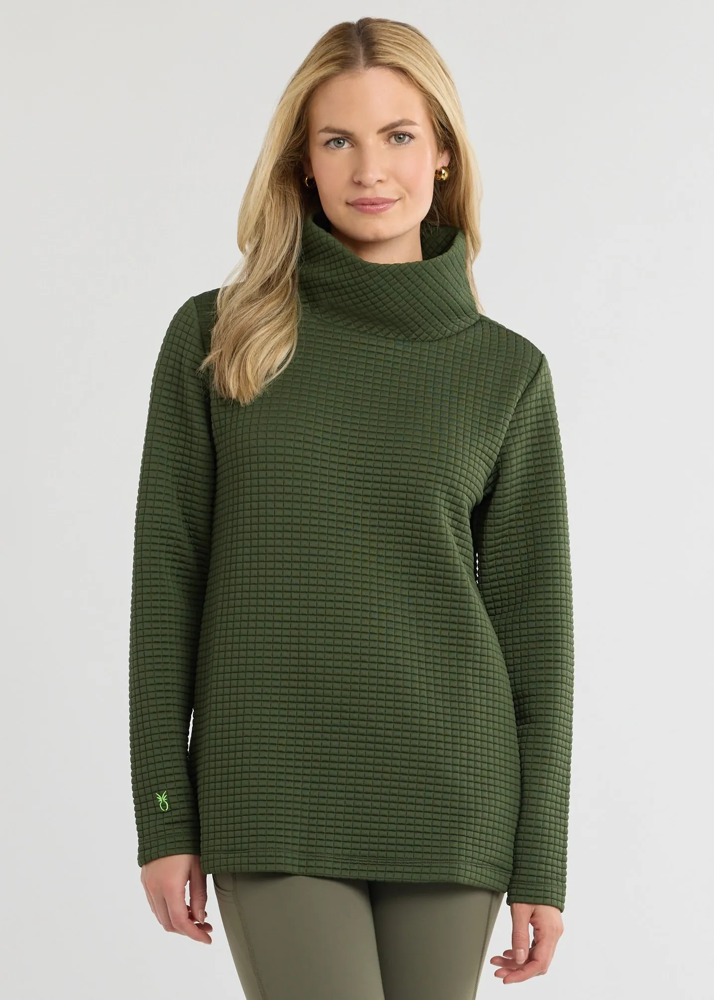 Cobble Hill Turtleneck in Waffle (Spruce) sold by Dudley Stephens