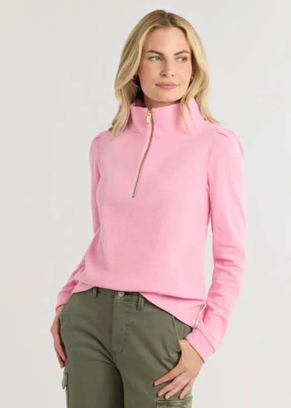 Sabrina Puff Sleeve Pullover in Terry Fleece (Prism Pink) sold by Dudley Stephens