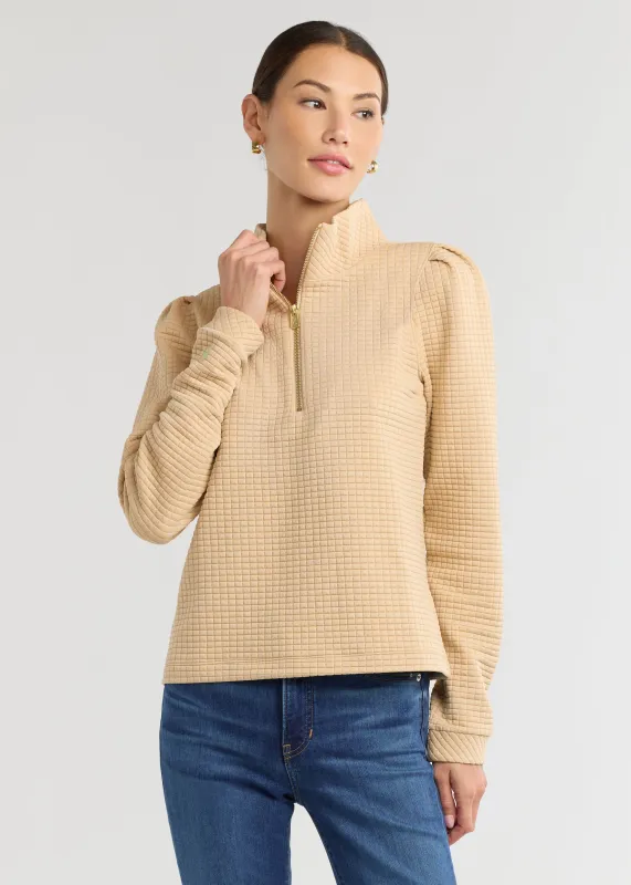 Sabrina Puff Sleeve Pullover in Waffle (Hazelnut) sold by Dudley Stephens