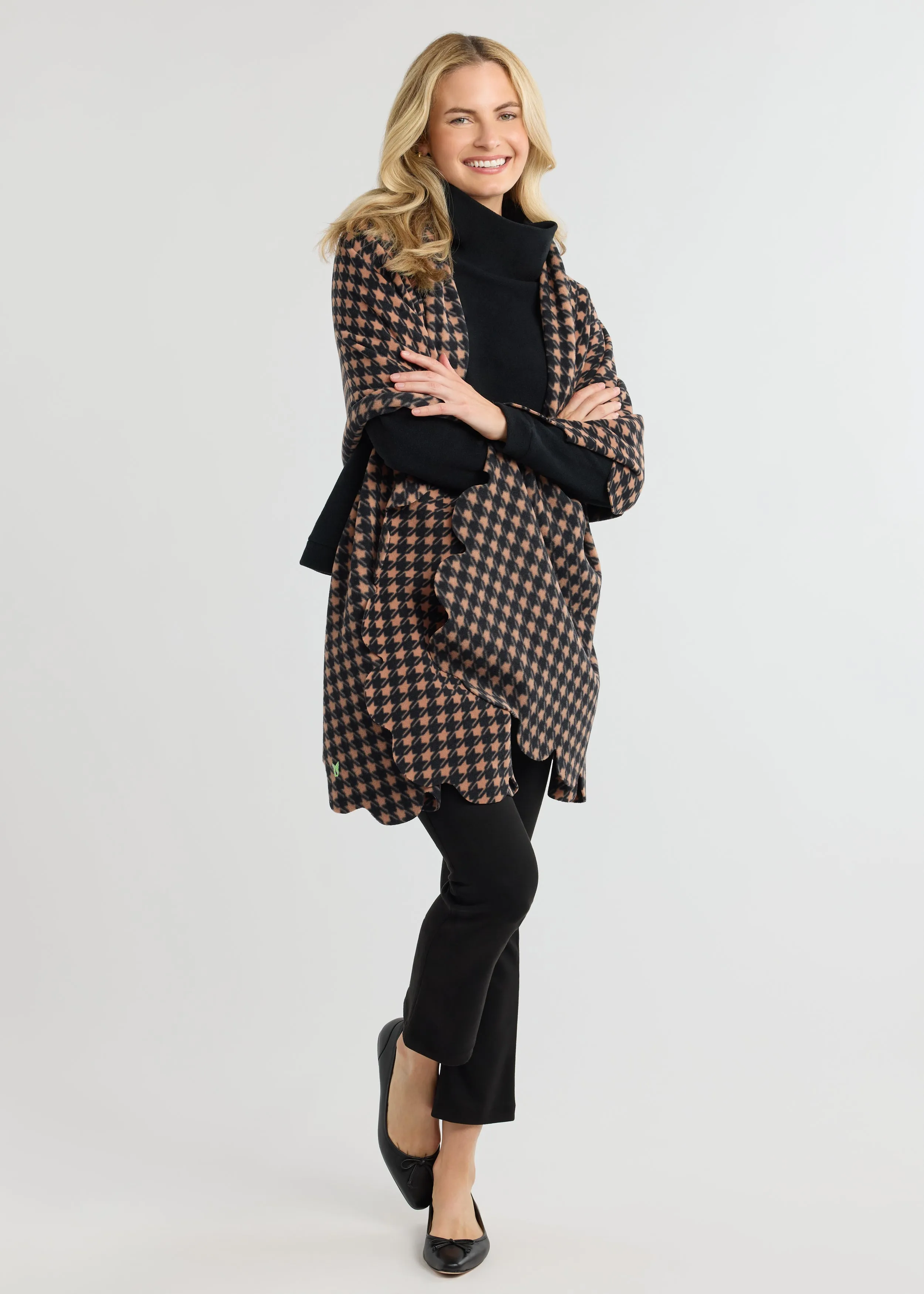 Five Mile River Scarf in Vello Fleece (Camel/Black Houndstooth) sold by Dudley Stephens