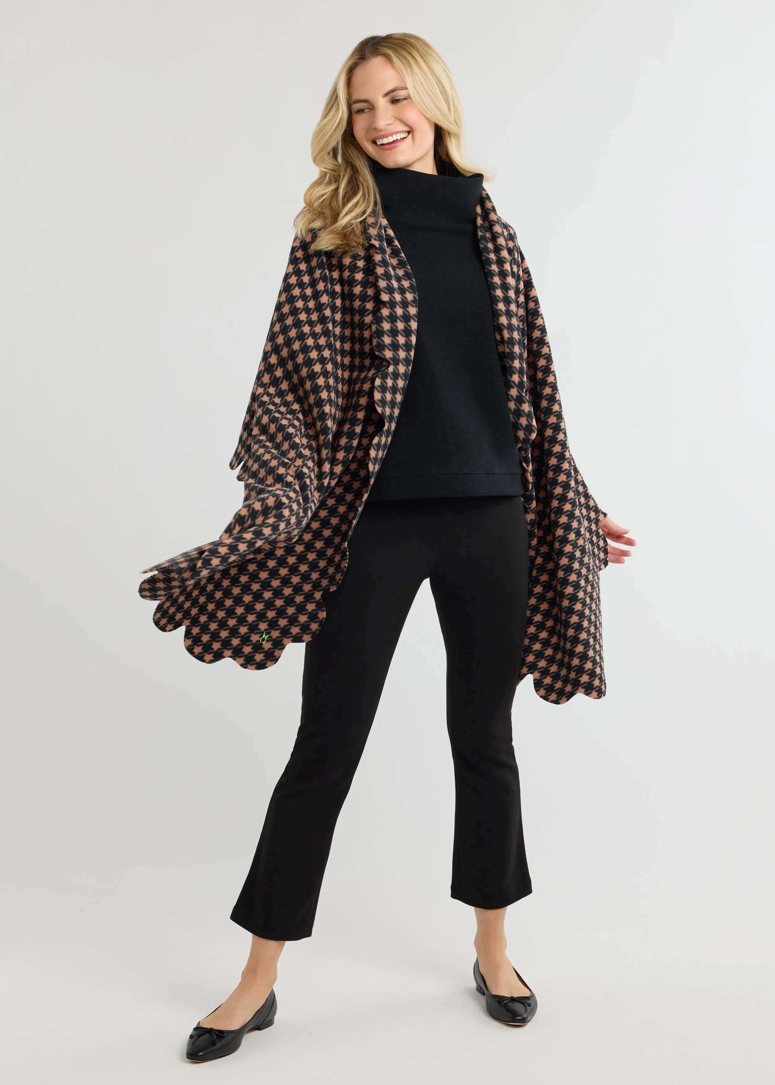 Five Mile River Scarf in Vello Fleece (Camel/Black Houndstooth) sold by Dudley Stephens product image thumbnail 4