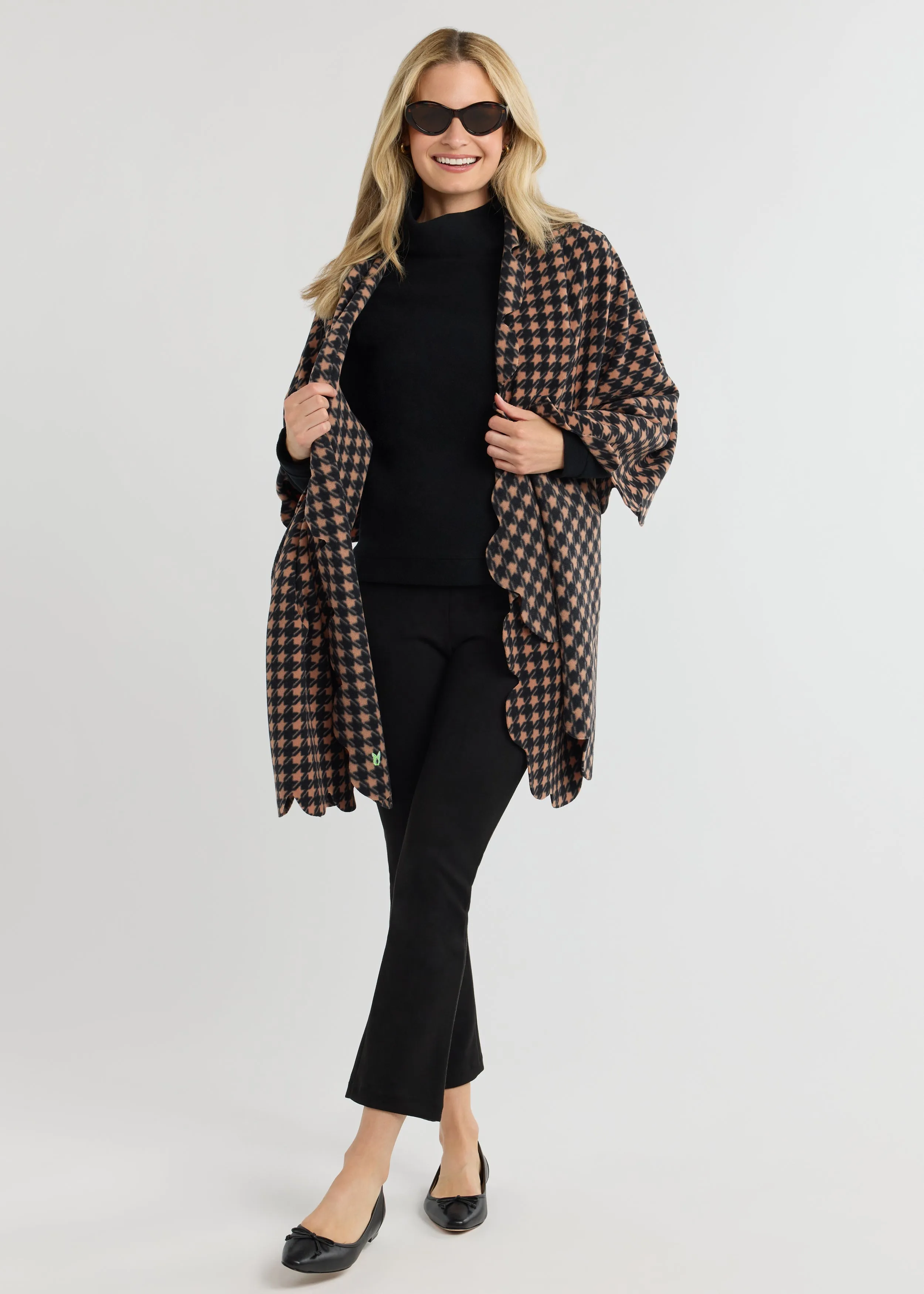 Five Mile River Scarf in Vello Fleece (Camel/Black Houndstooth) sold by Dudley Stephens product image thumbnail 2