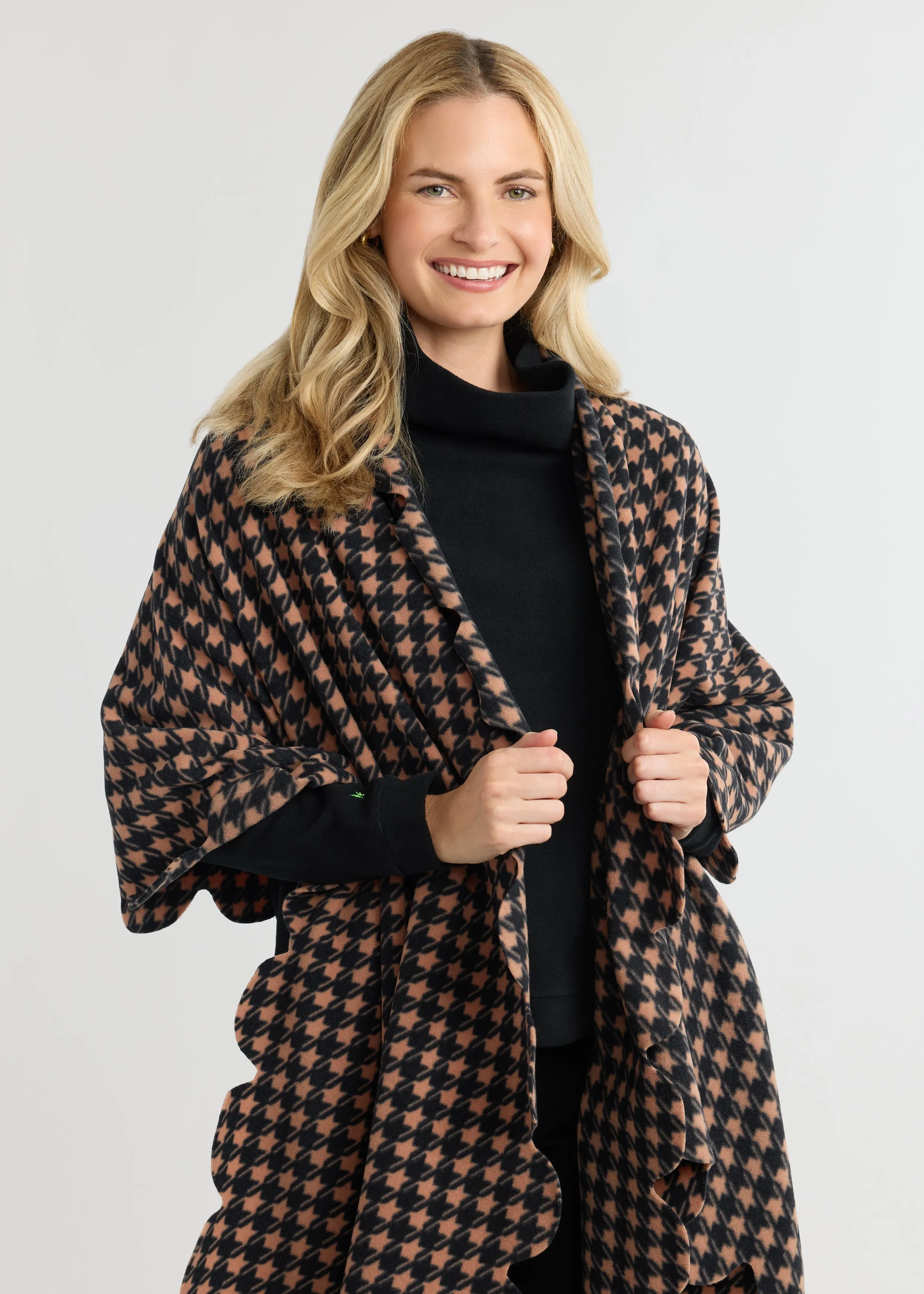 Five Mile River Scarf in Vello Fleece (Camel/Black Houndstooth) sold by Dudley Stephens product image thumbnail 3