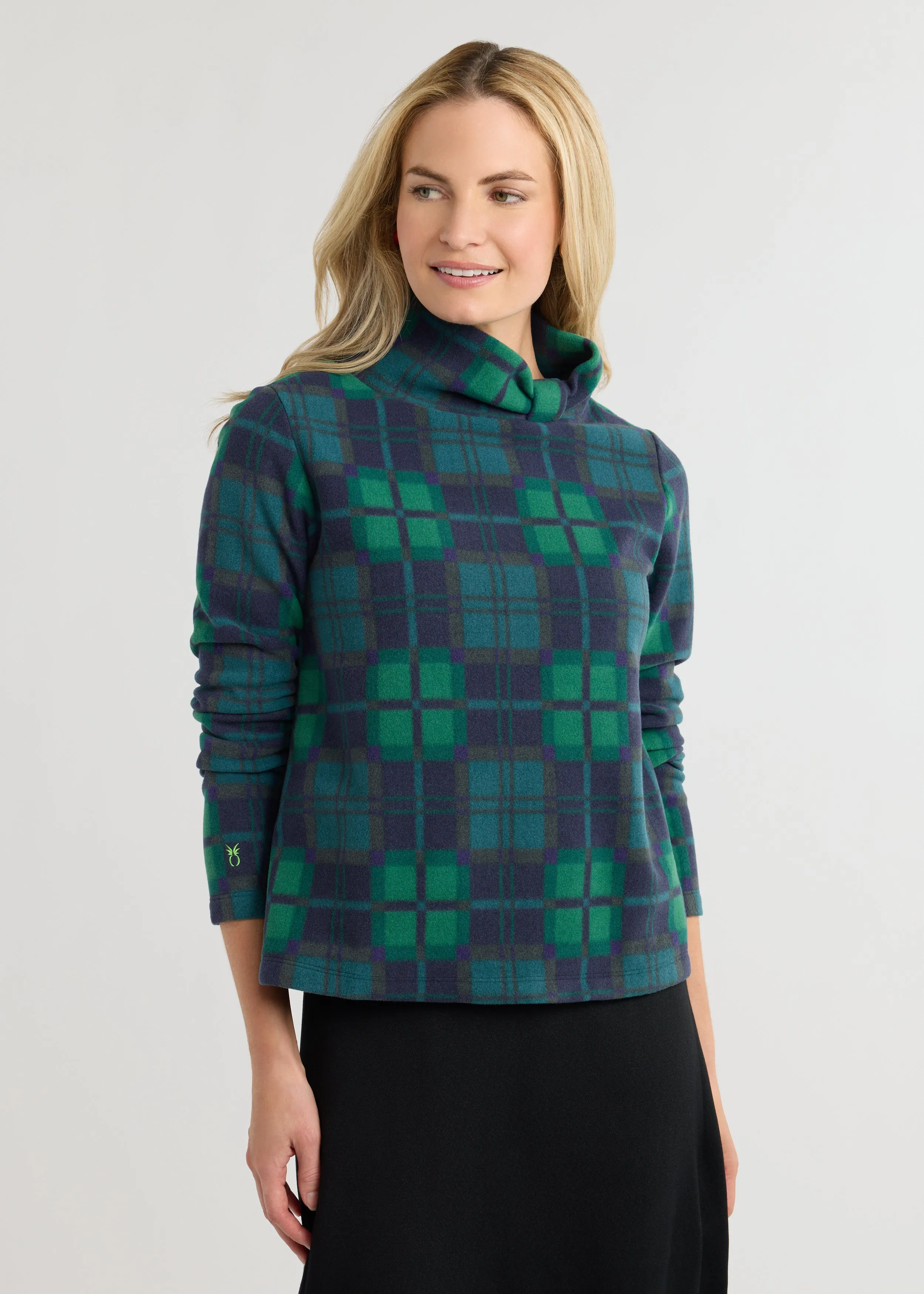 Juliet Turtleneck in Vello Fleece (Winter Tartan) sold by Dudley Stephens