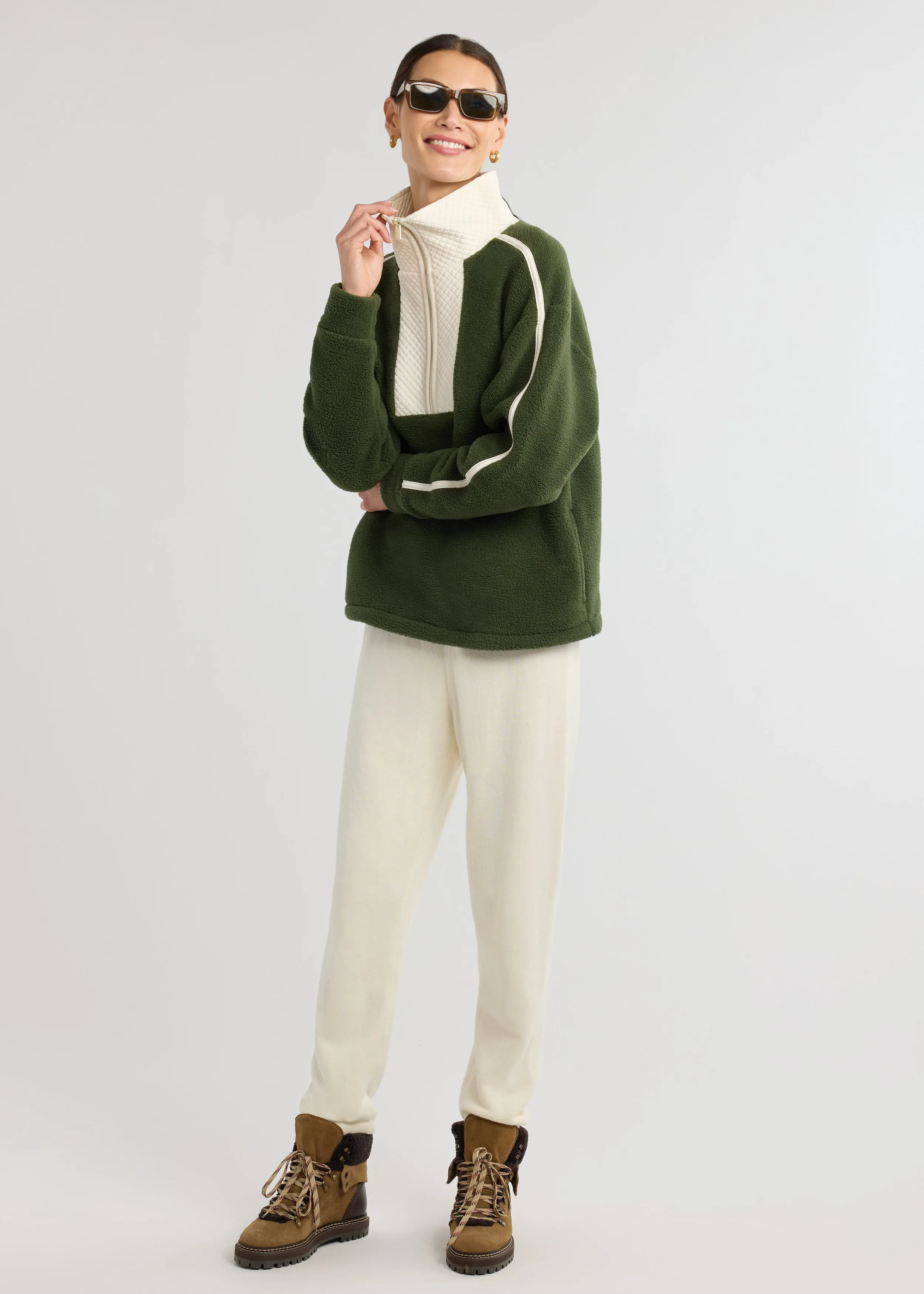 Emerson Pullover in Sherpa Fleece (Spruce/Cream) sold by Dudley Stephens product image thumbnail 2