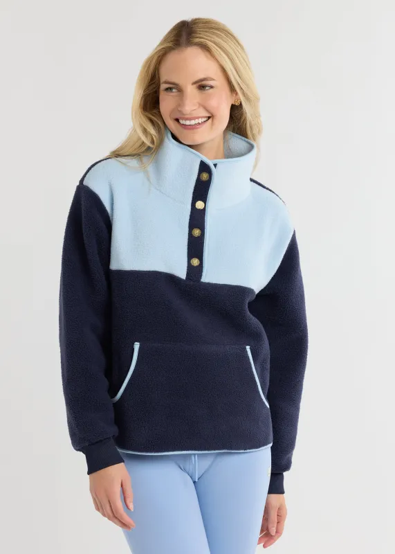 Finlay Pullover in Sherpa Fleece (Ice Blue/Navy) sold by Dudley Stephens