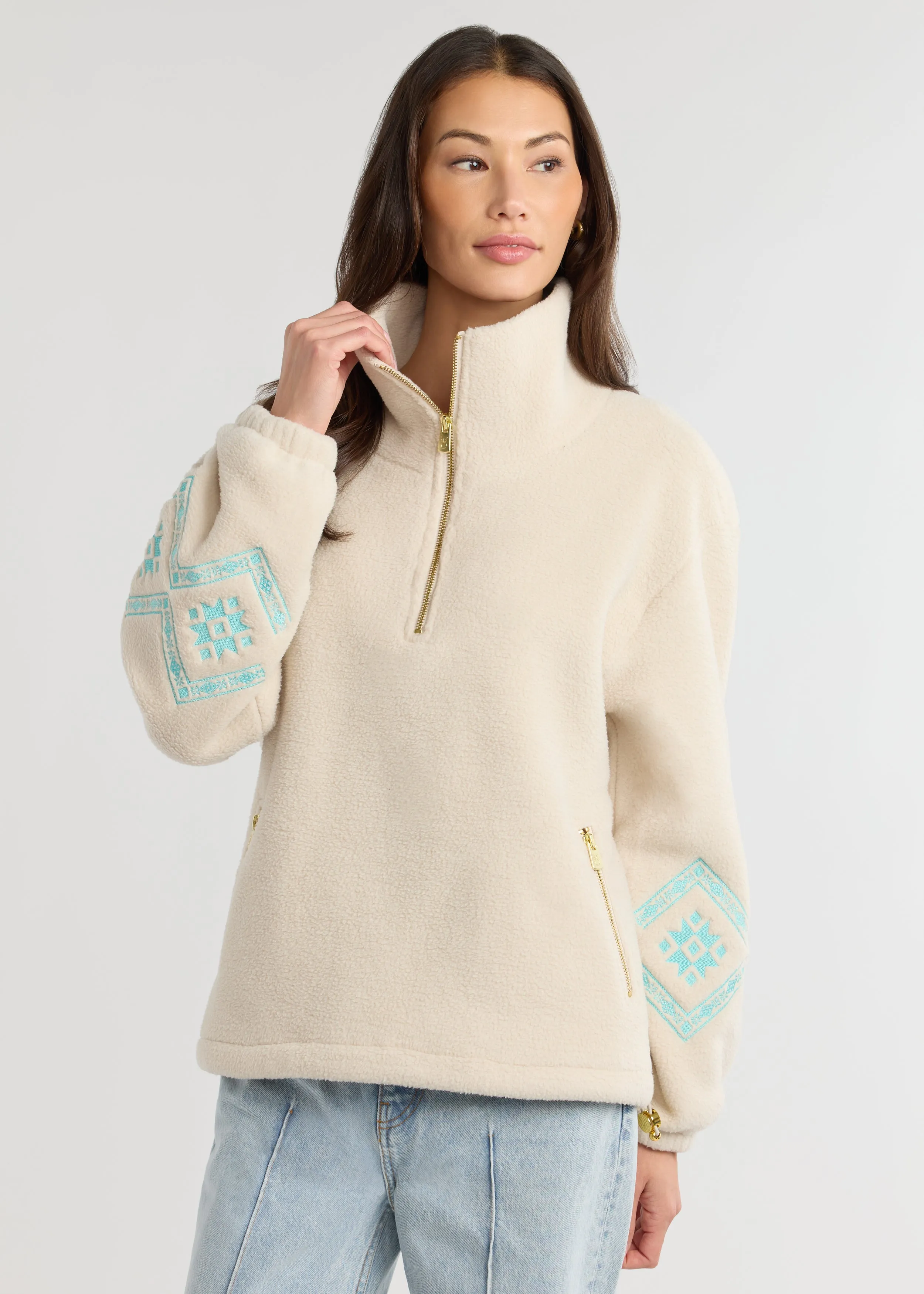 Hartley Pullover in Sherpa Fleece (Oatmeal) sold by Dudley Stephens