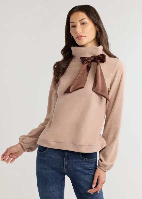 Peggy Bow Top in Vello Fleece (Khaki) sold by Dudley Stephens