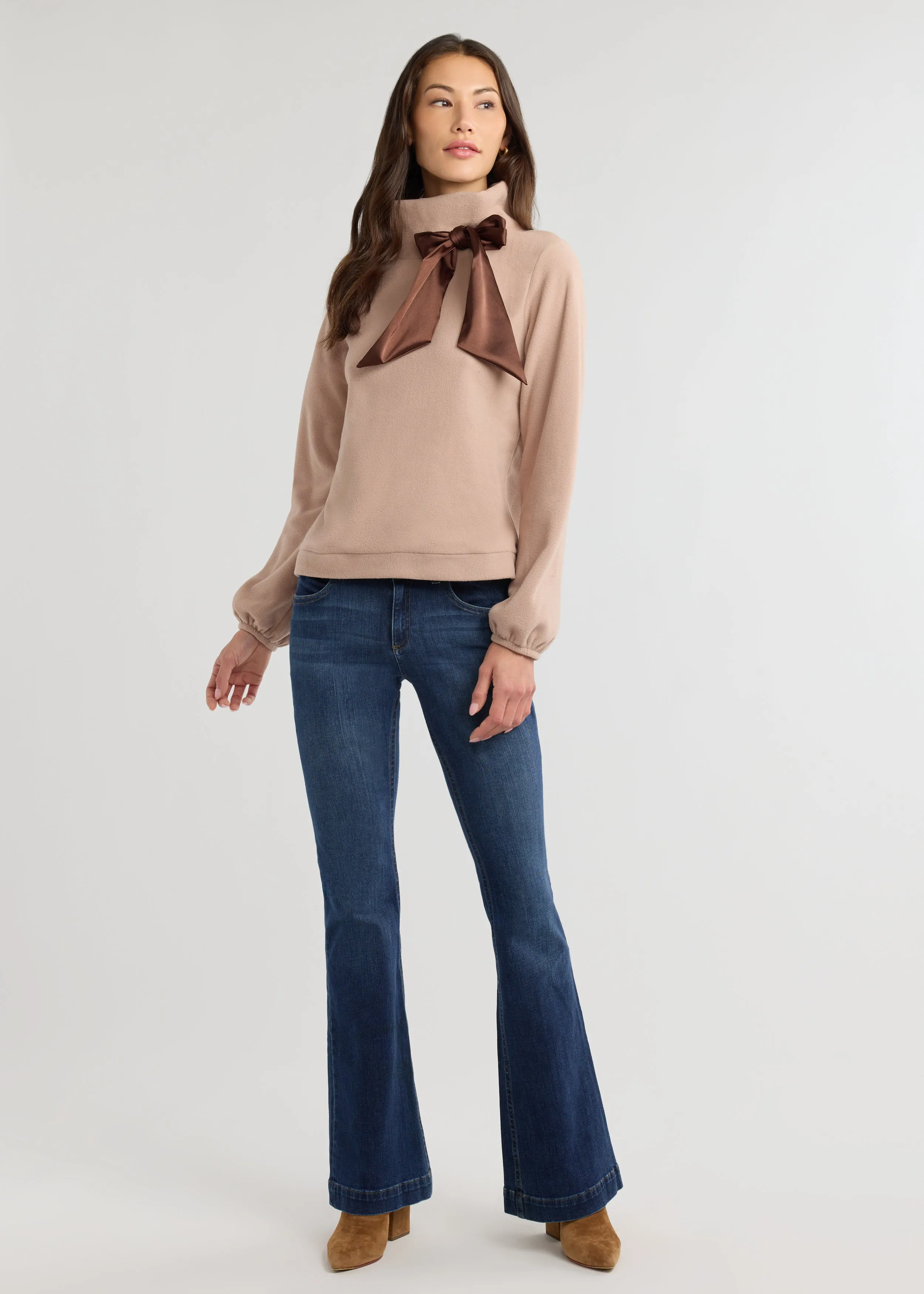Peggy Bow Top in Vello Fleece (Khaki) sold by Dudley Stephens product image thumbnail 2