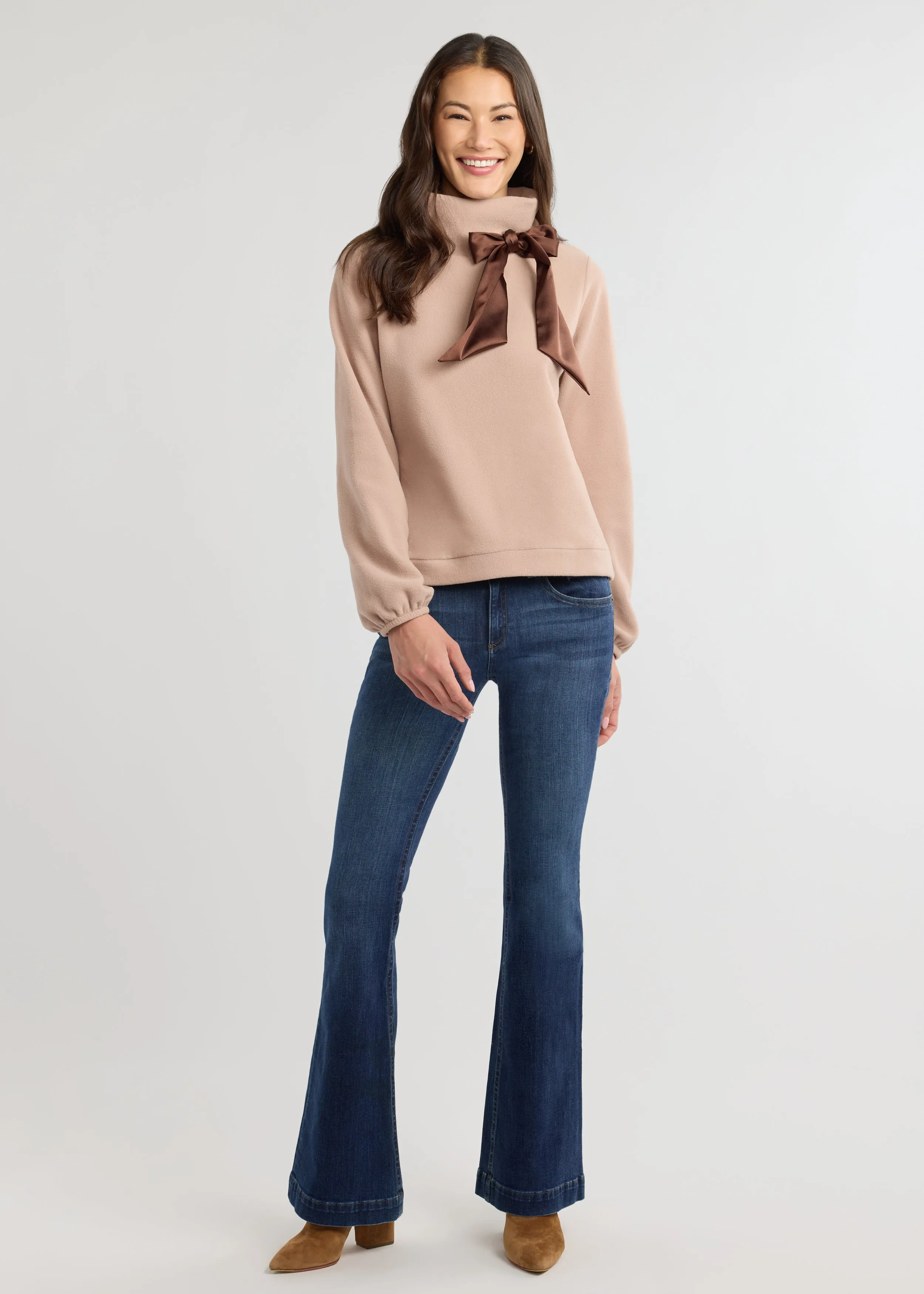 Peggy Bow Top in Vello Fleece (Khaki) sold by Dudley Stephens product image thumbnail 3