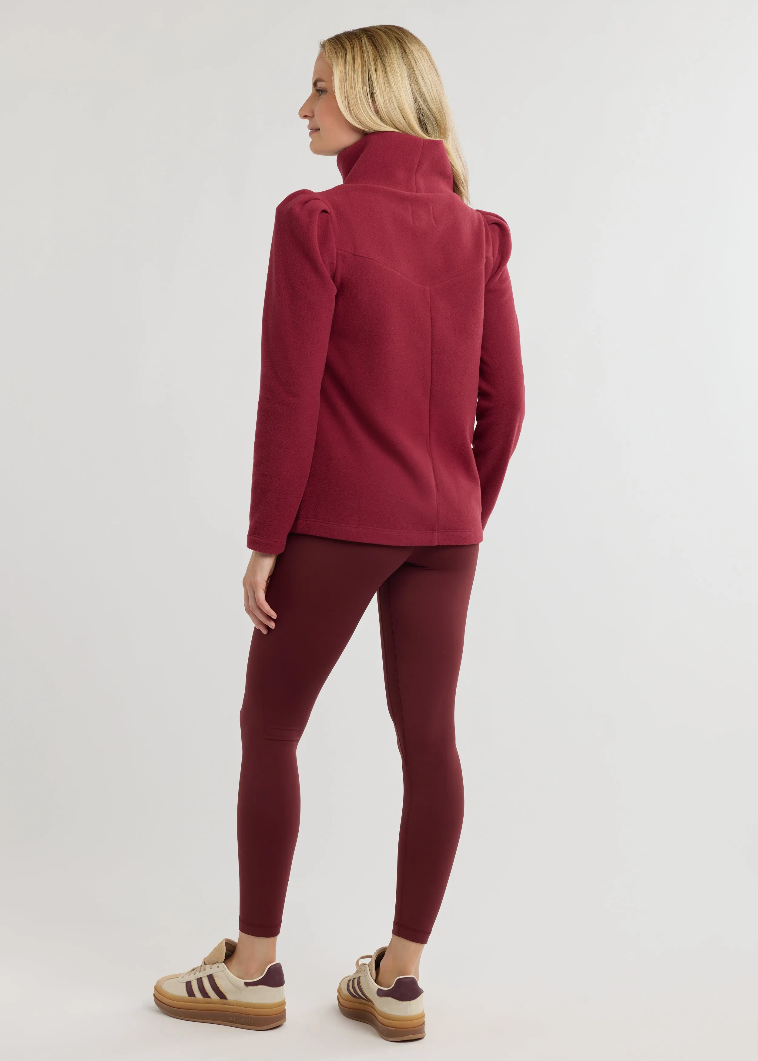 Camilla Puff Sleeve Turtleneck in Vello Fleece (Burgundy) sold by Dudley Stephens product image thumbnail 5