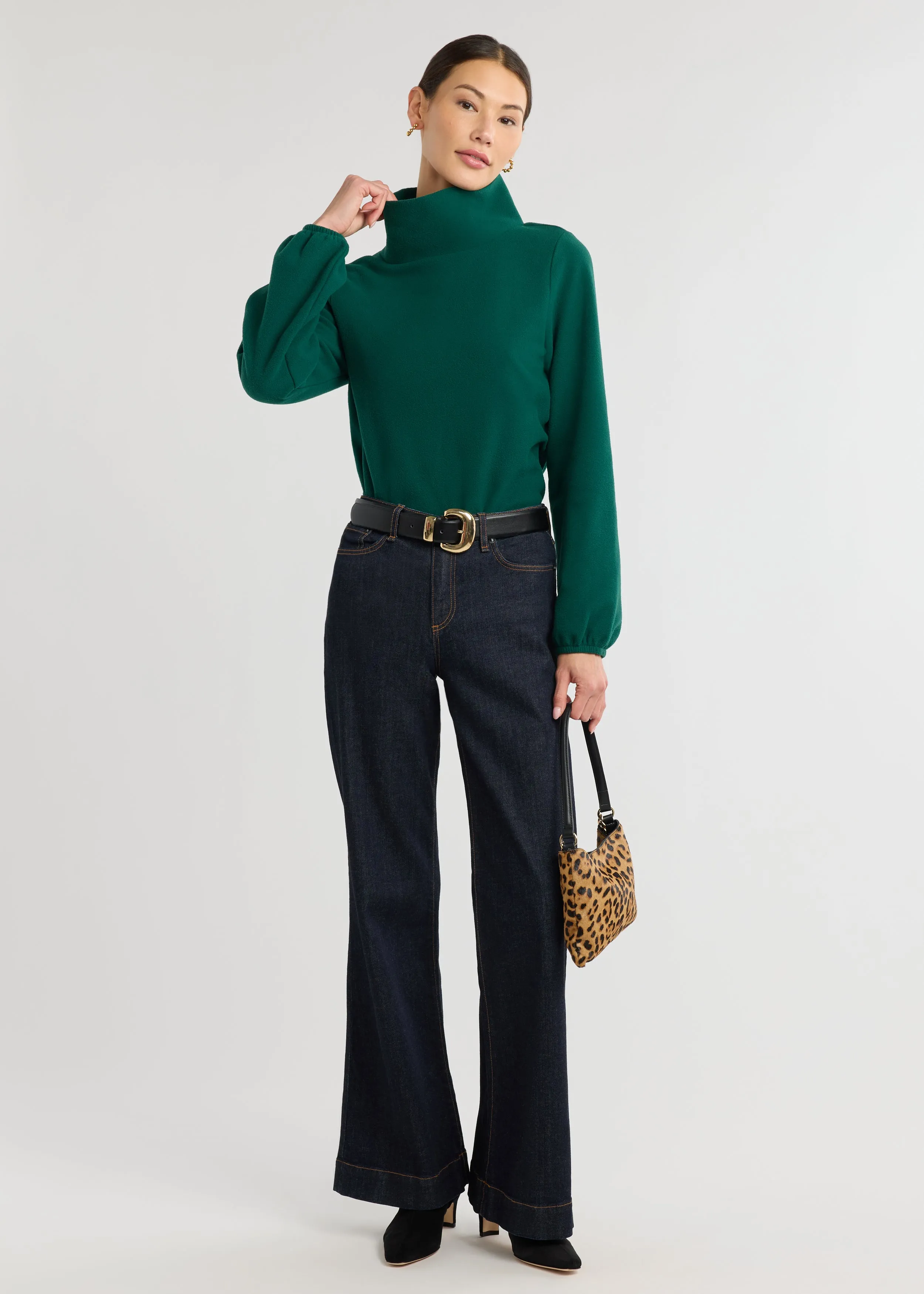 Grace Street Turtleneck in Vello Fleece (Emerald) sold by Dudley Stephens product image thumbnail 3