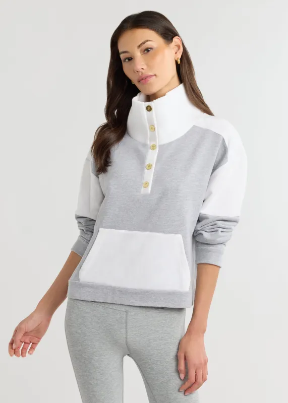 Townhill Pullover in French Terry (Heather Grey/White) sold by Dudley Stephens