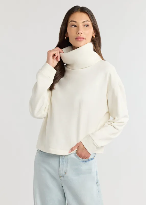 Clover Turtleneck in French Terry (Cream) made by Dudley Stephens