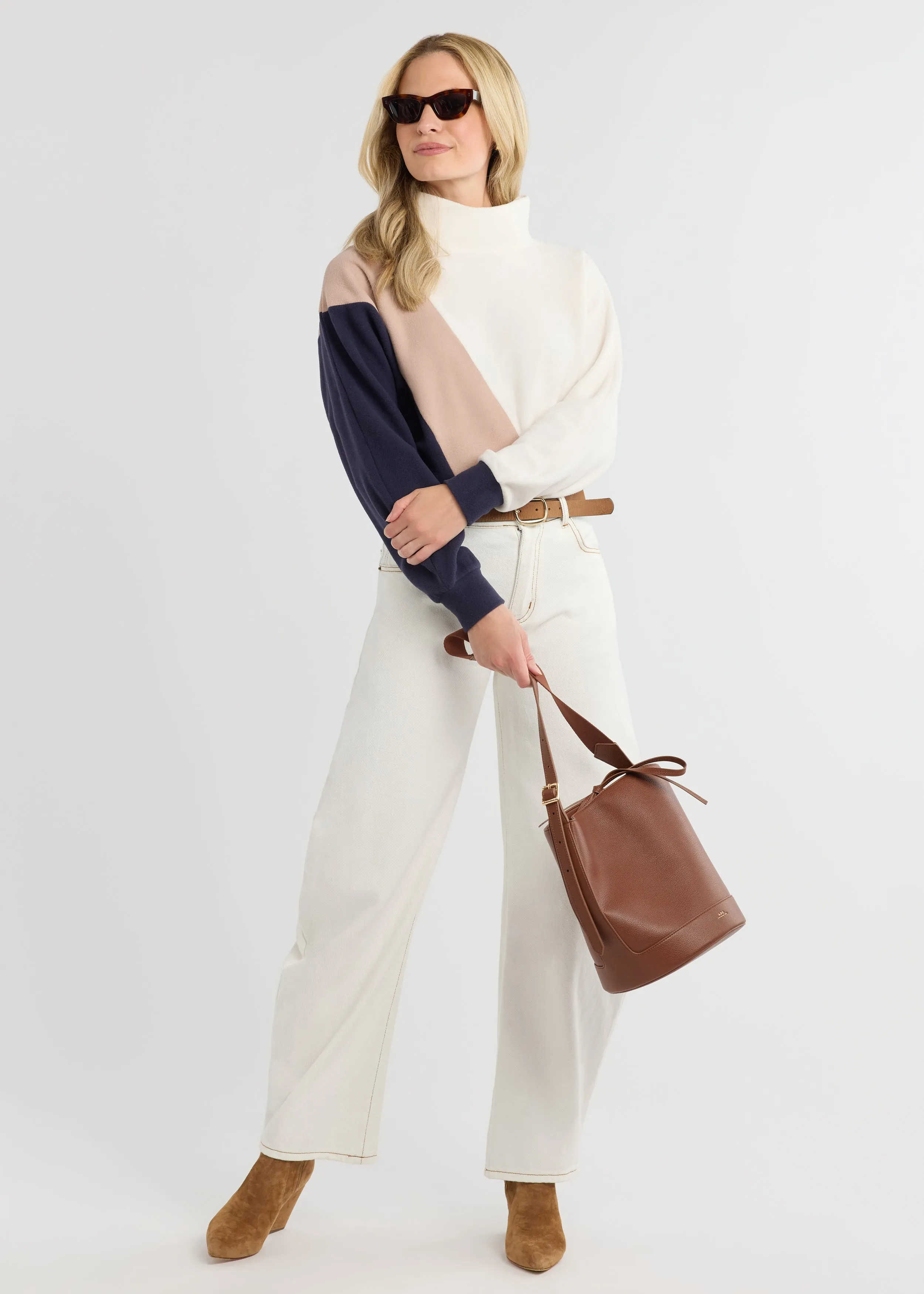 Marion Mock Neck in Vello Fleece (Cream Multi) sold by Dudley Stephens product image thumbnail 2