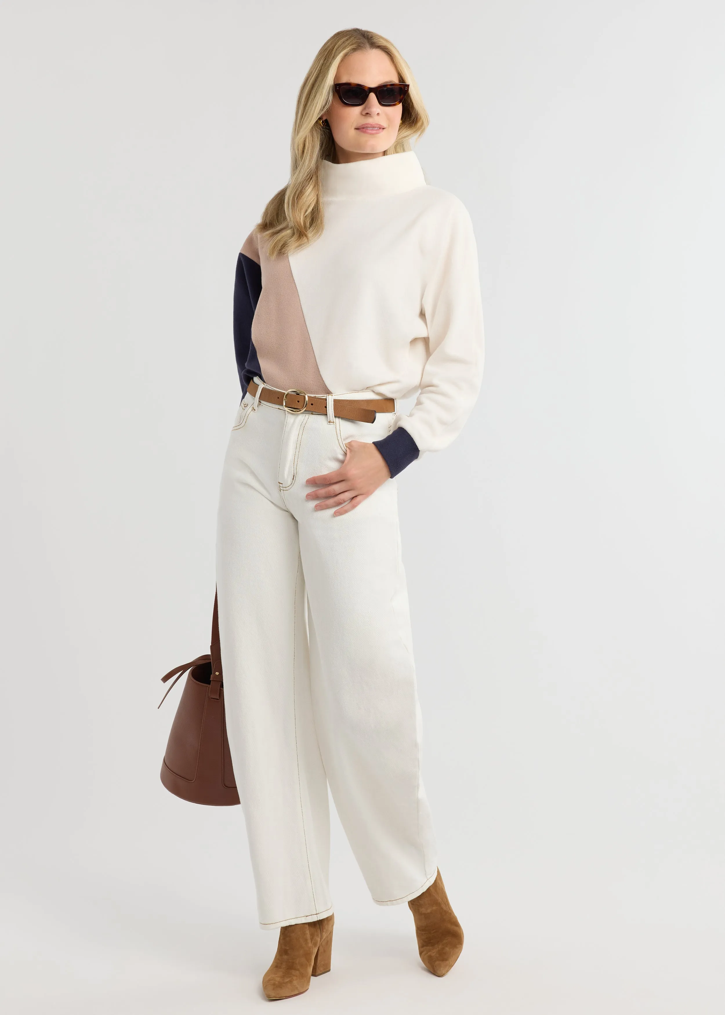 Marion Mock Neck in Vello Fleece (Cream Multi) sold by Dudley Stephens product image thumbnail 3