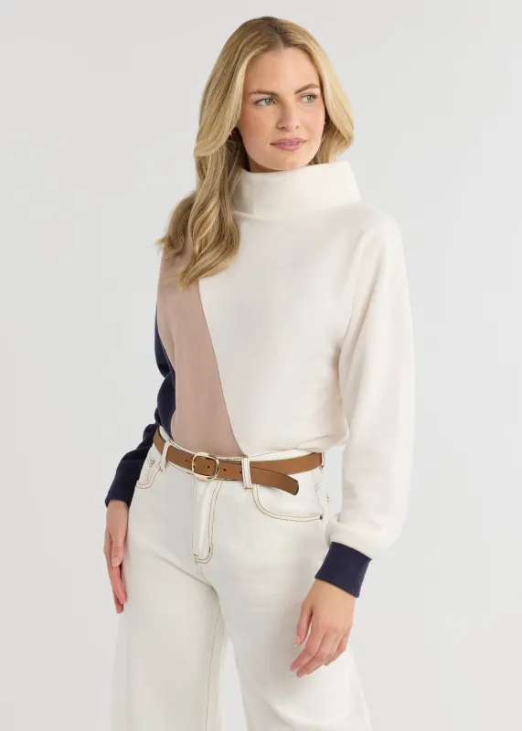 Marion Mock Neck in Vello Fleece (Cream Multi) sold by Dudley Stephens