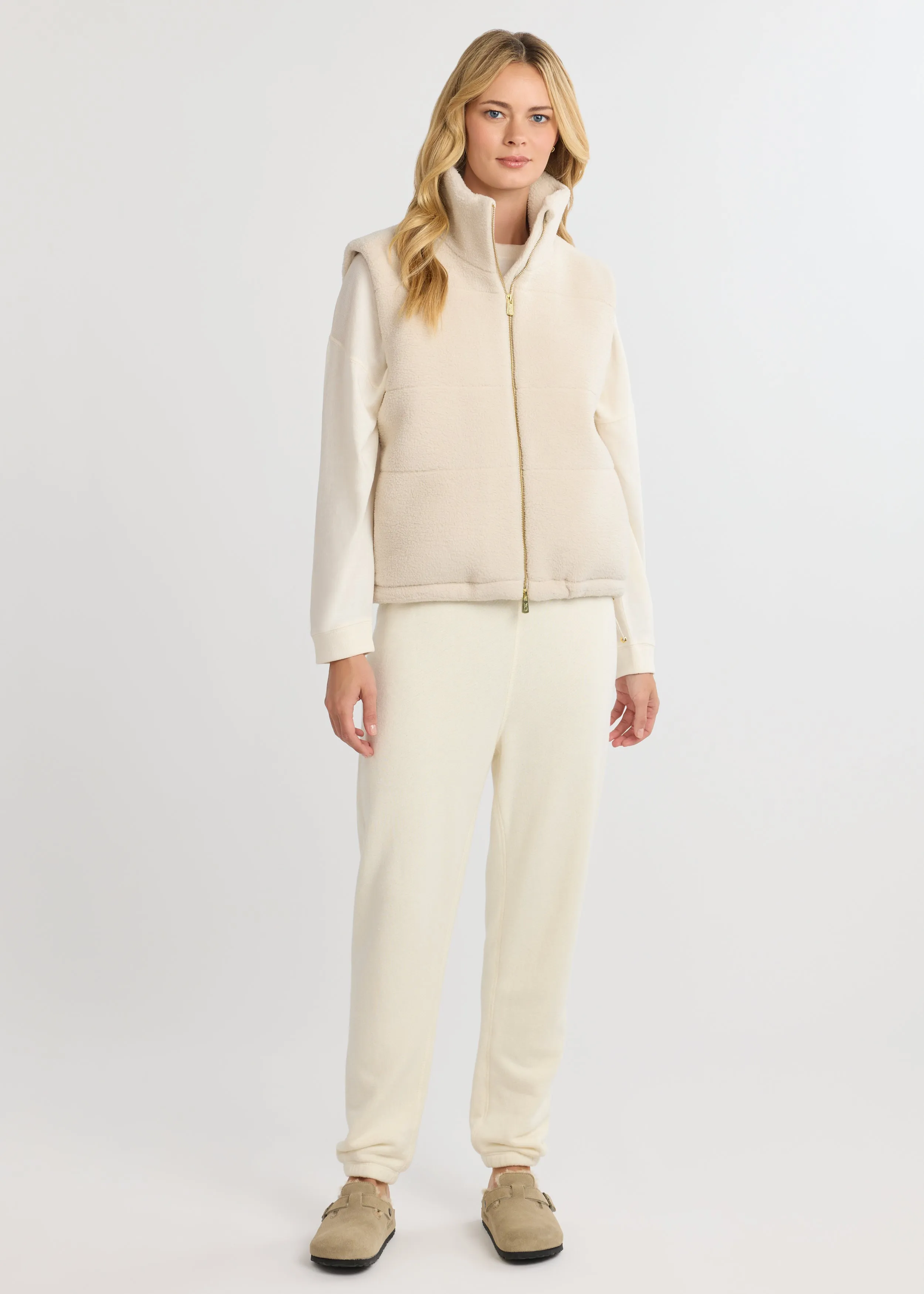 Puffer Vest in Sherpa Fleece (Oatmeal) sold by Dudley Stephens product image thumbnail 2