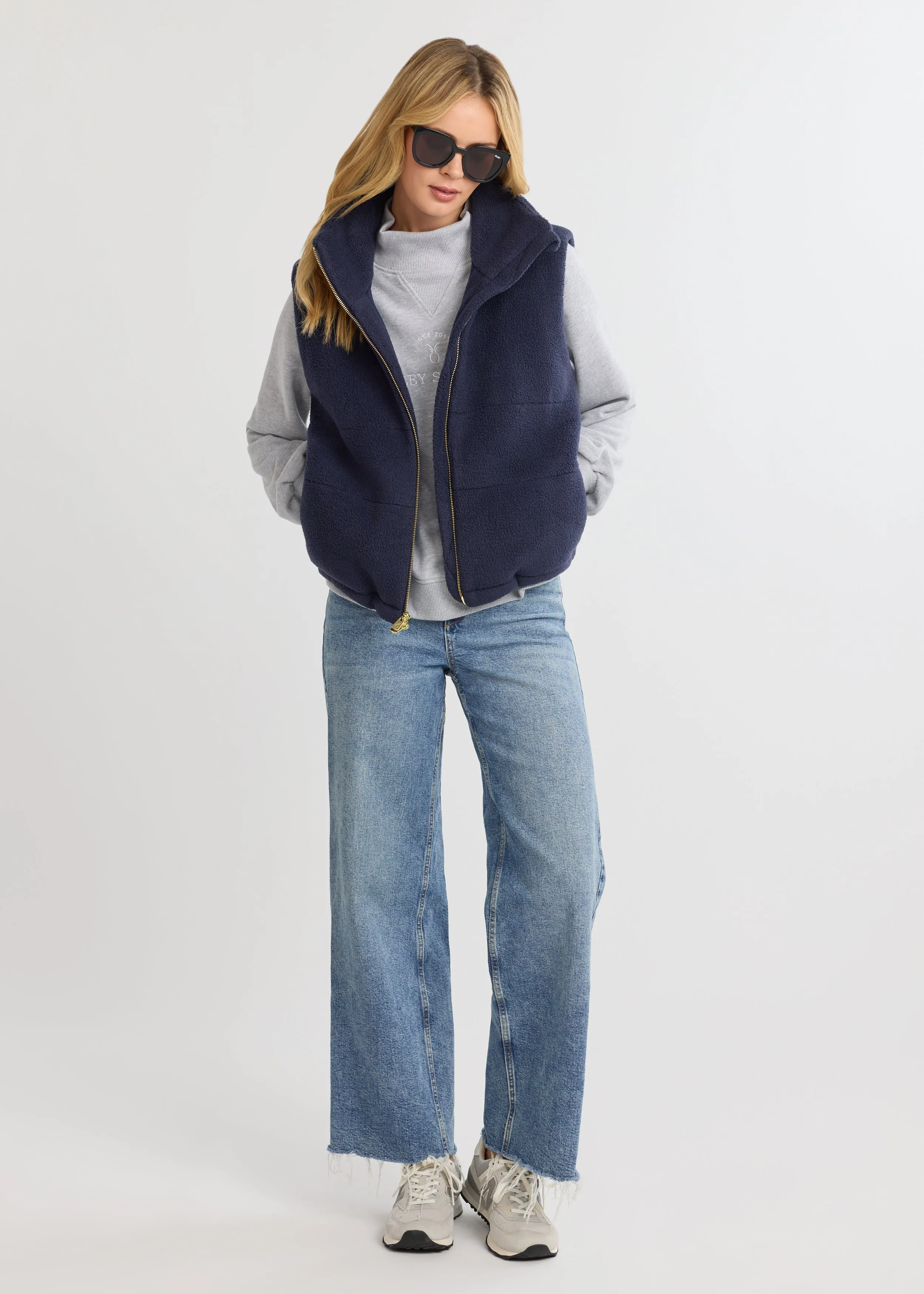 Puffer Vest in Sherpa Fleece (Navy) sold by Dudley Stephens product image thumbnail 3